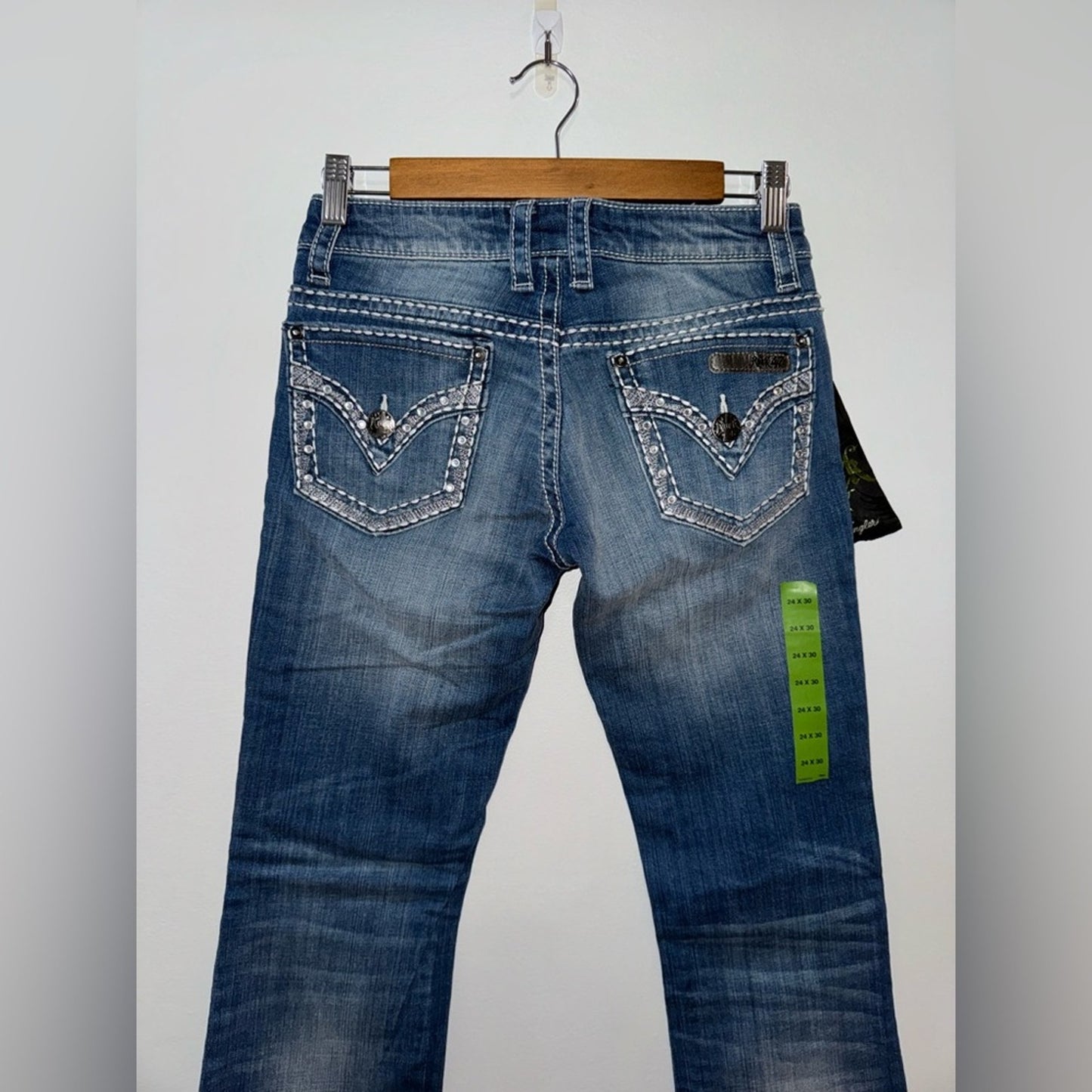 NWT W24xL30 Rock 47 by Wrangler Ultra Low Rise Blue Boot Cut Jeans
