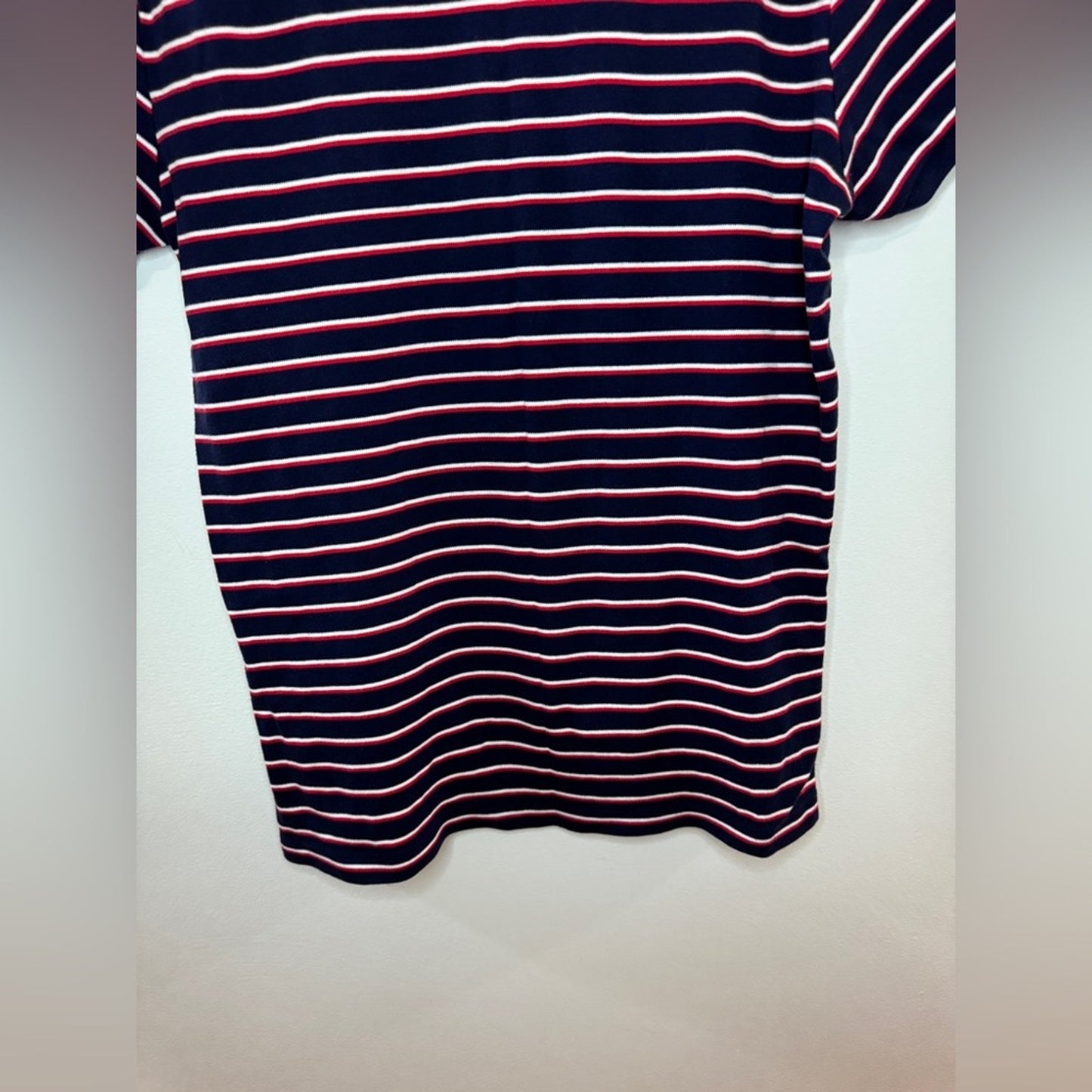 Pre-Owned MD Polo Ralph Lauren Navy Blue Striped Custom Fit Polo Shirt