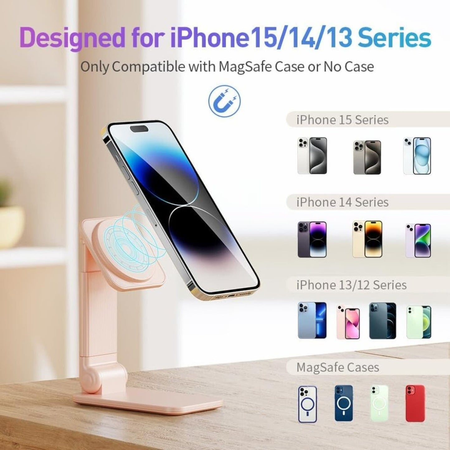 iWALK StandMe Mag Foldable Magnetic iPhone Stand for Desk, Height Adjustable