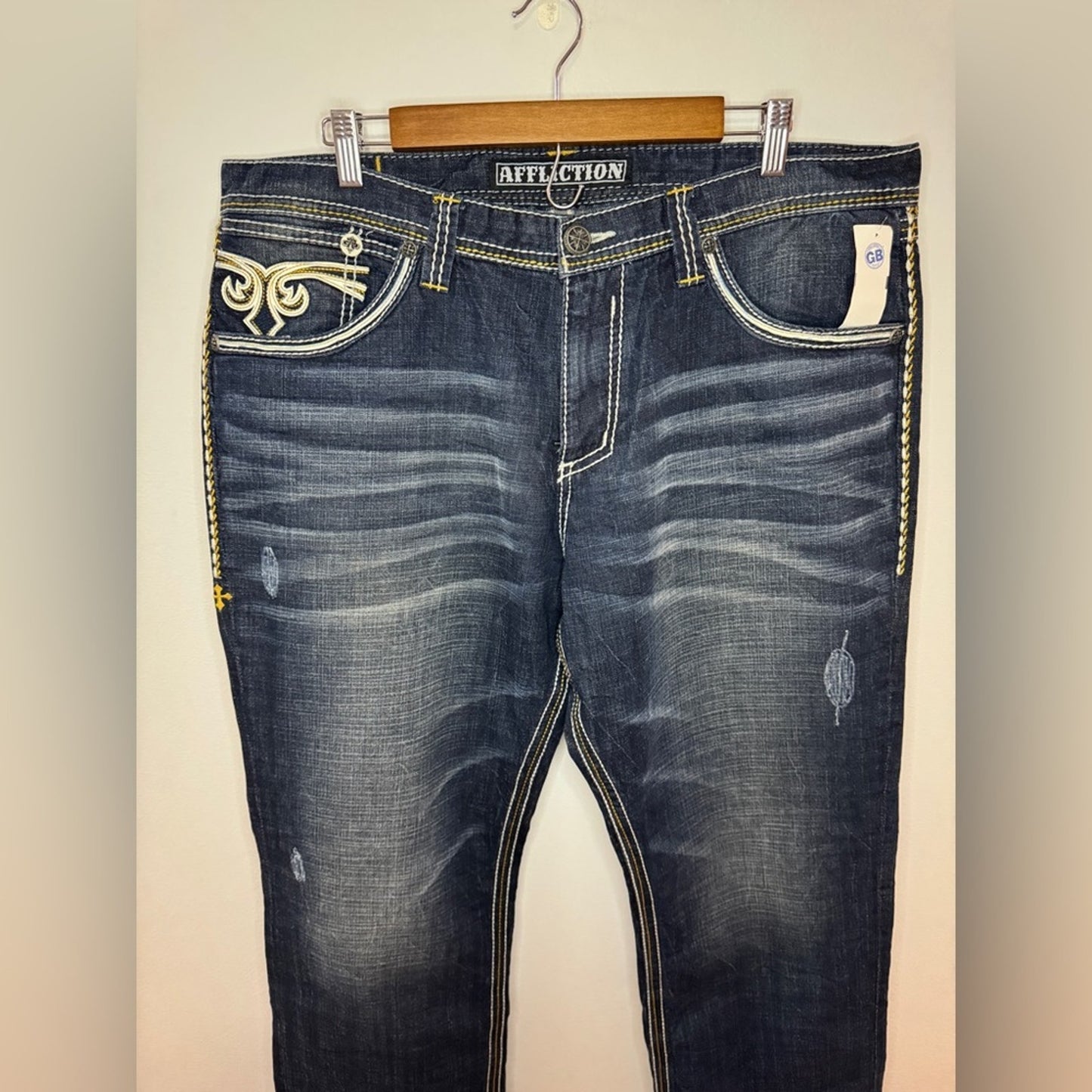 NWT W38xL32 Affliction Dark Blue Bootcut Jeans