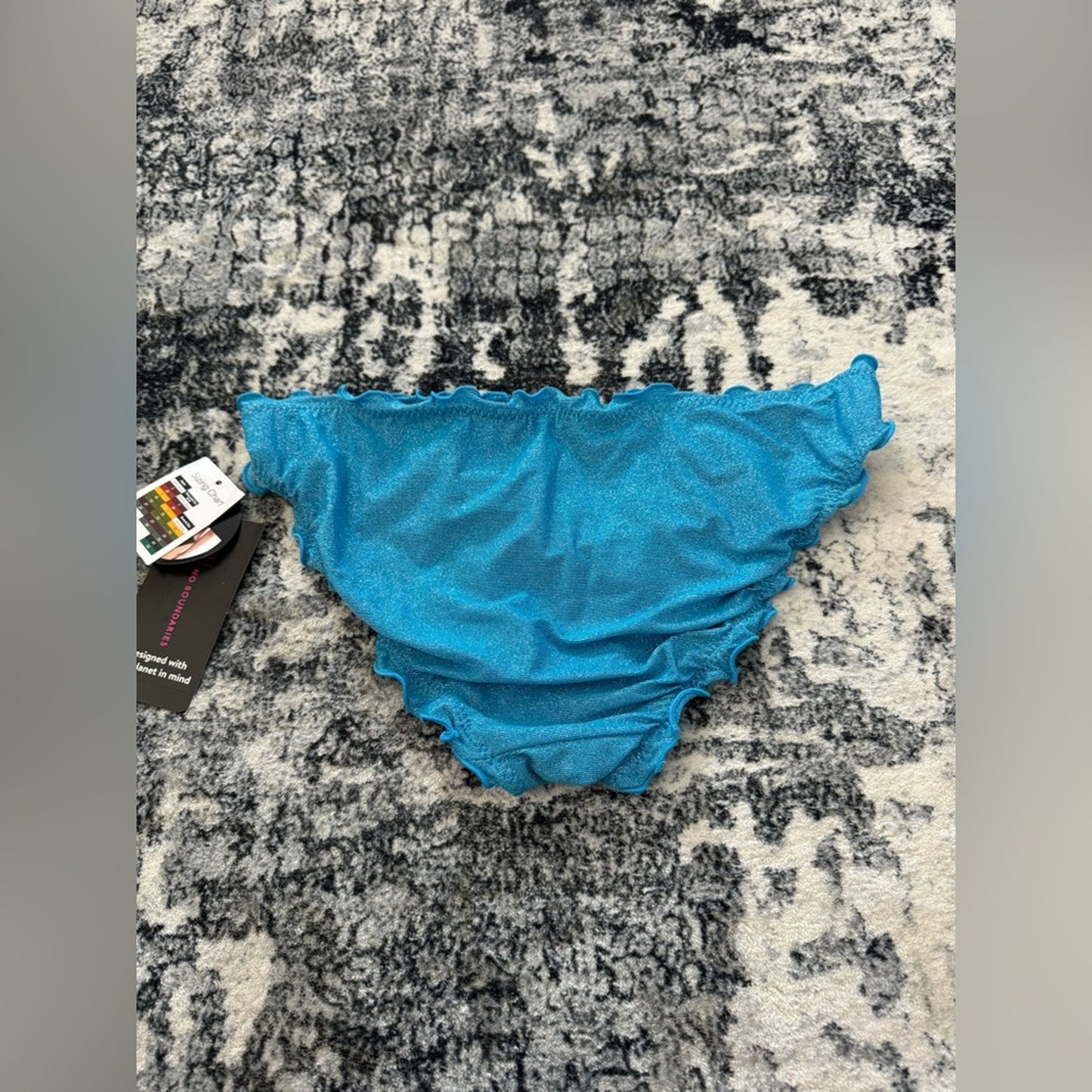NWT LG No Boundaries Blue Sparkle Ruffle Bikini Bottom
