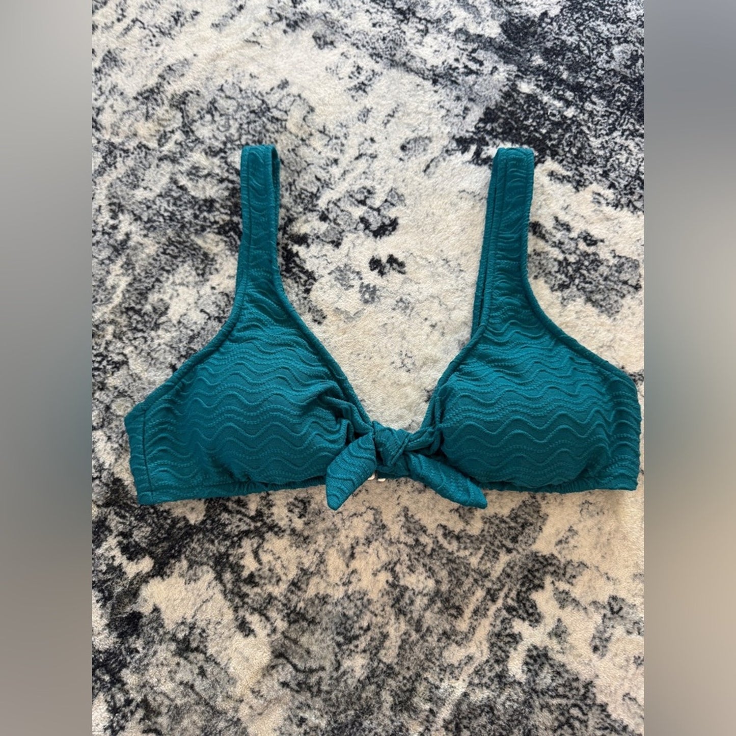 Pre-Owned MD Mossimo Teal Textured Front Tie Bikini Top