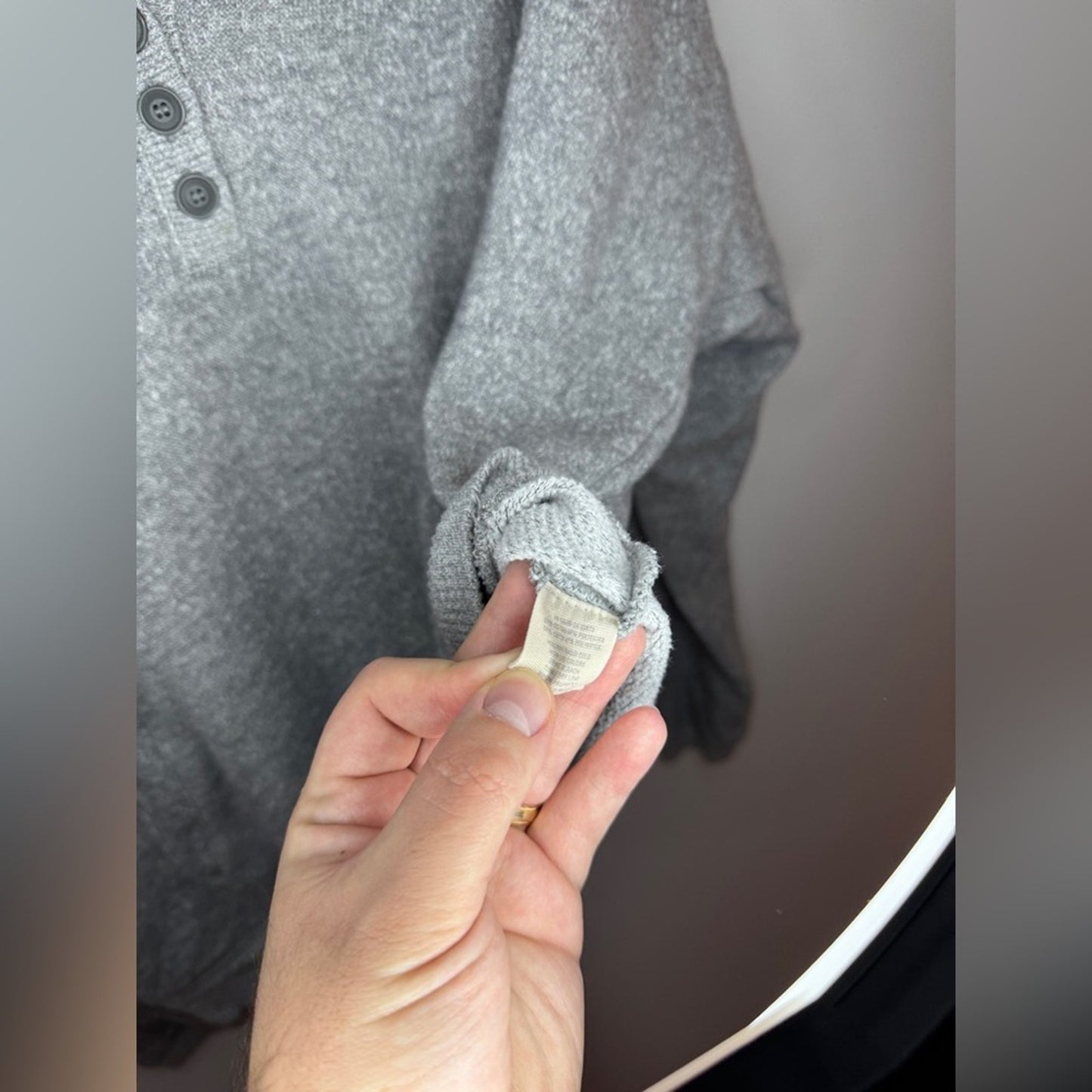 Pre-Owned LG Aerie Grey Button-Up Cropped Pullover Hoodie