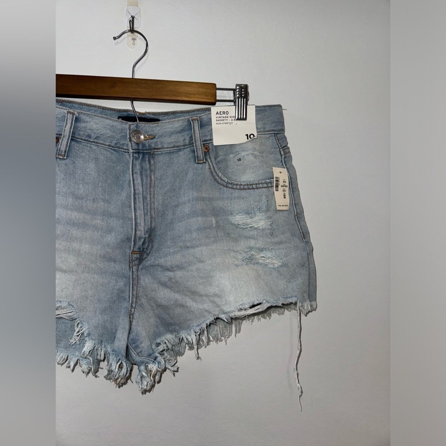 NWT Size 10 Aeropostale Light Blue Vintage High Rise Shorty Jean Shorts