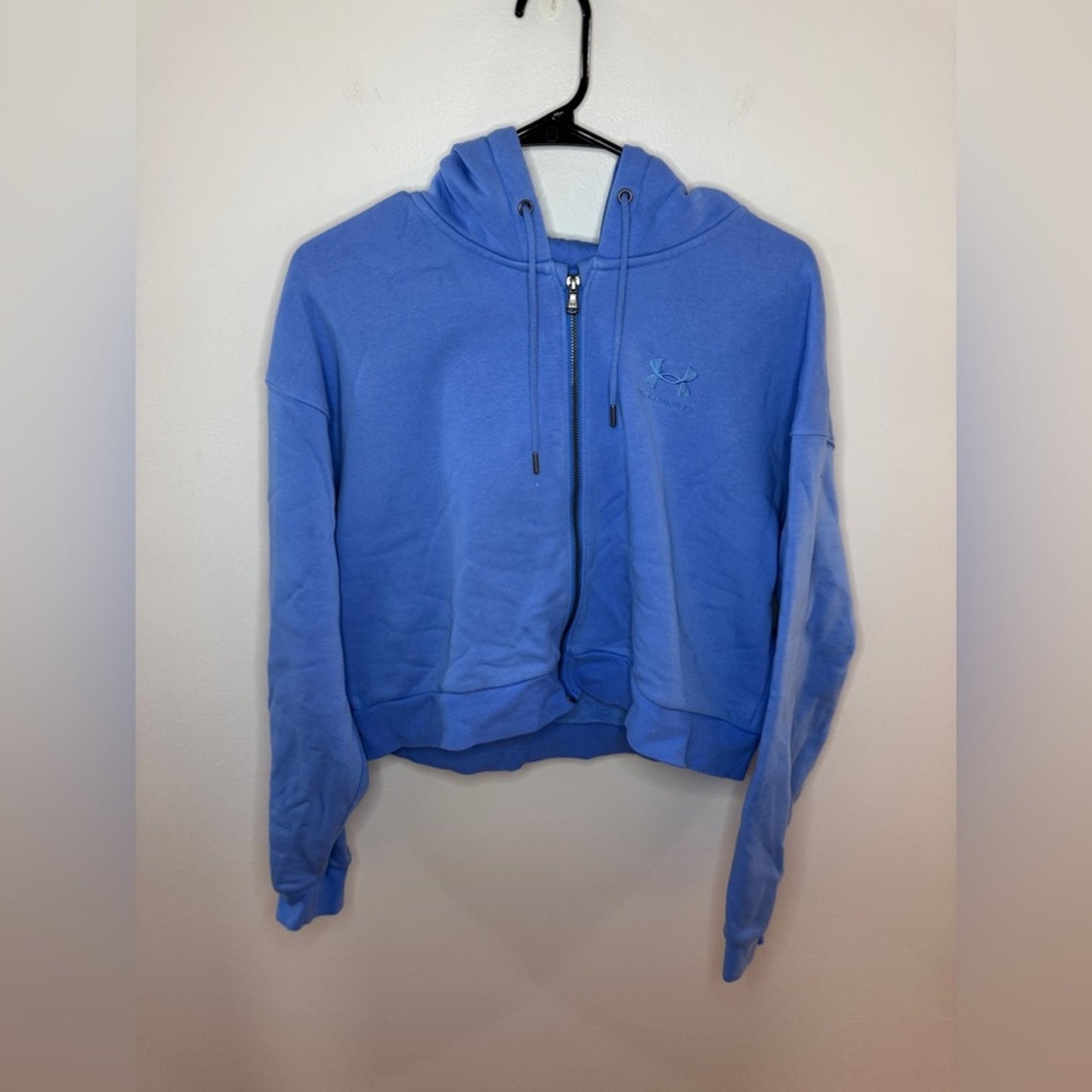 Pre-Owned LG Under Armour Blue Cropped Loose Fit Zip-Up Hoodie