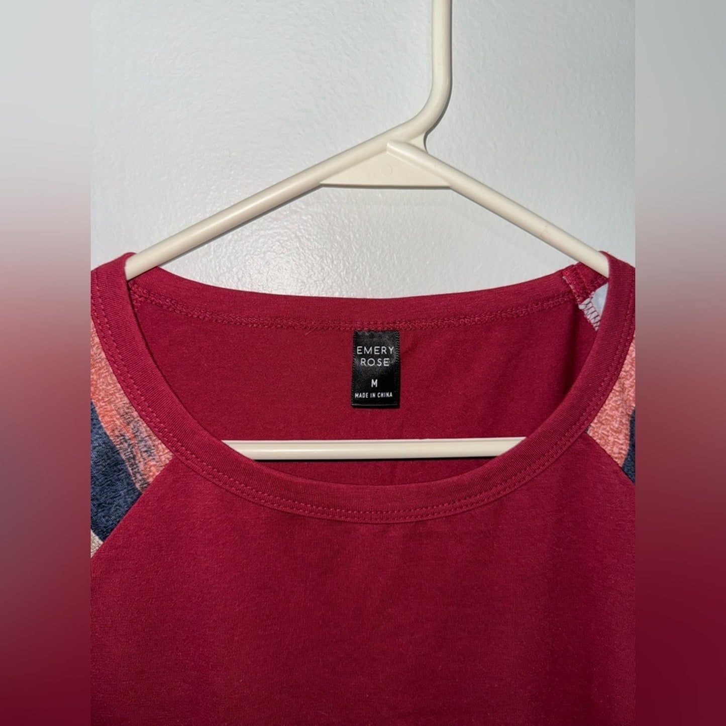 Pre-Owned MD Emery Rose Striped Sleeves Red T-Shirt