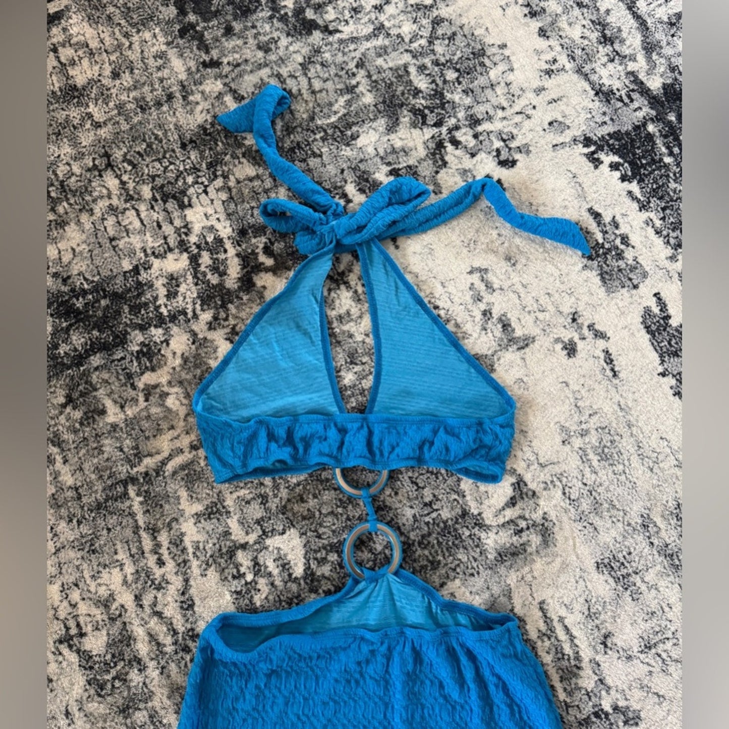 Pre-Owned MD SHEIN Blue Textured Halter Dress