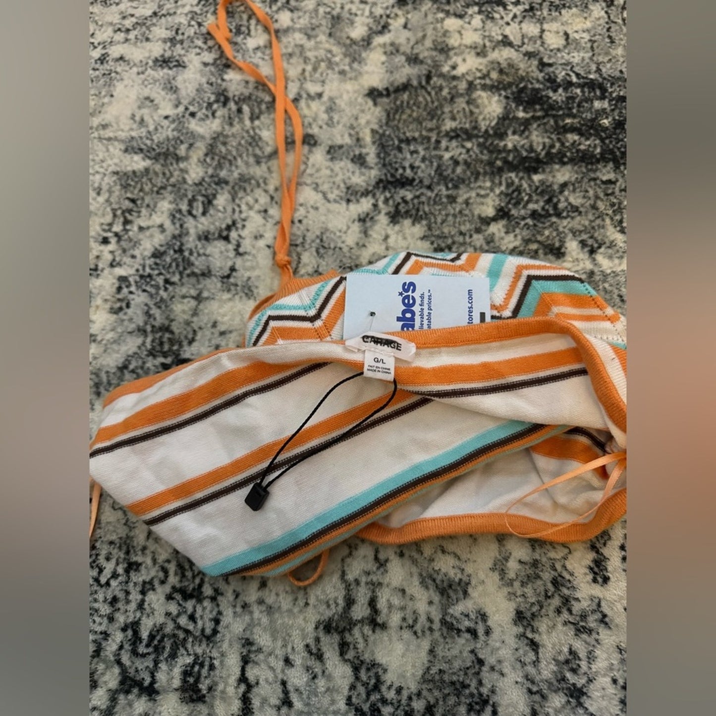 NWT LG Garage Orange and Blue Multicolor Striped Halter Top