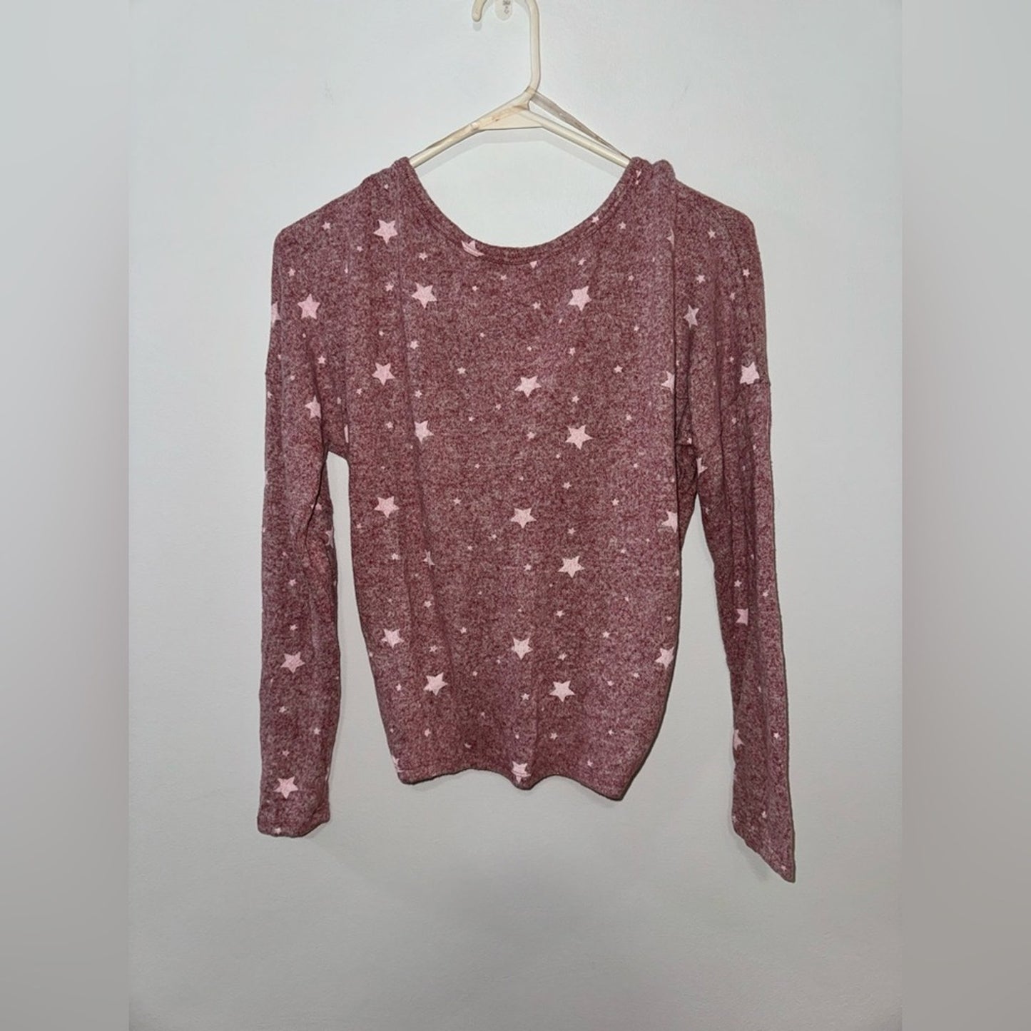 Pre-Owned MD Poof New York Pink and White Star Open Back Long Sleeve Shirt