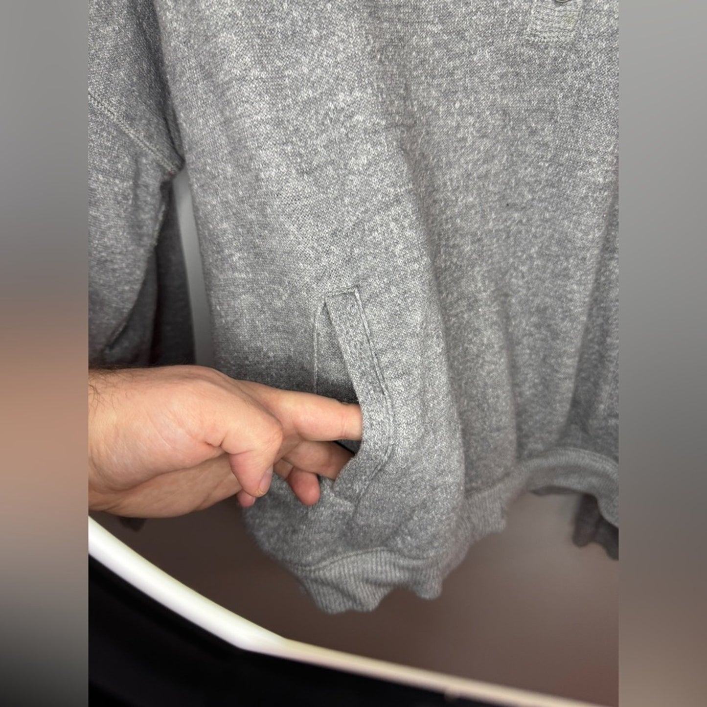 Pre-Owned LG Aerie Grey Button-Up Cropped Pullover Hoodie