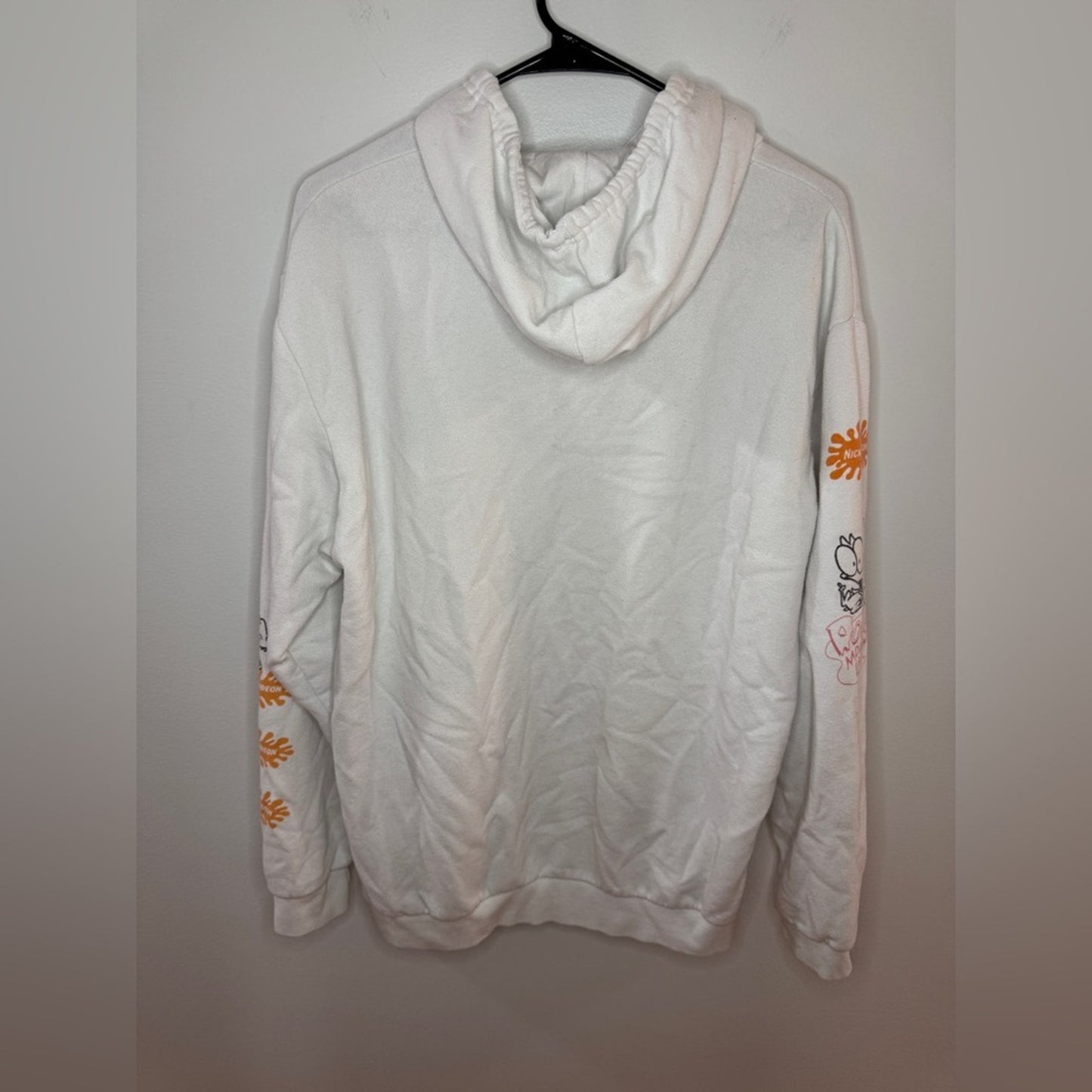 Pre-Owned Unisex LG Nickelodeon White Real Monsters and Rugrats Graphic Hoodie