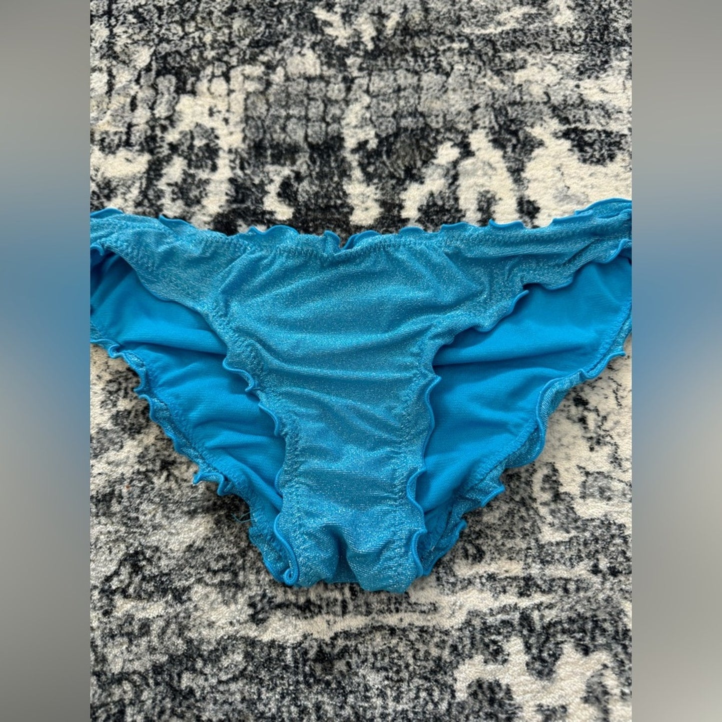 NWT LG No Boundaries Blue Sparkle Ruffle Bikini Bottom