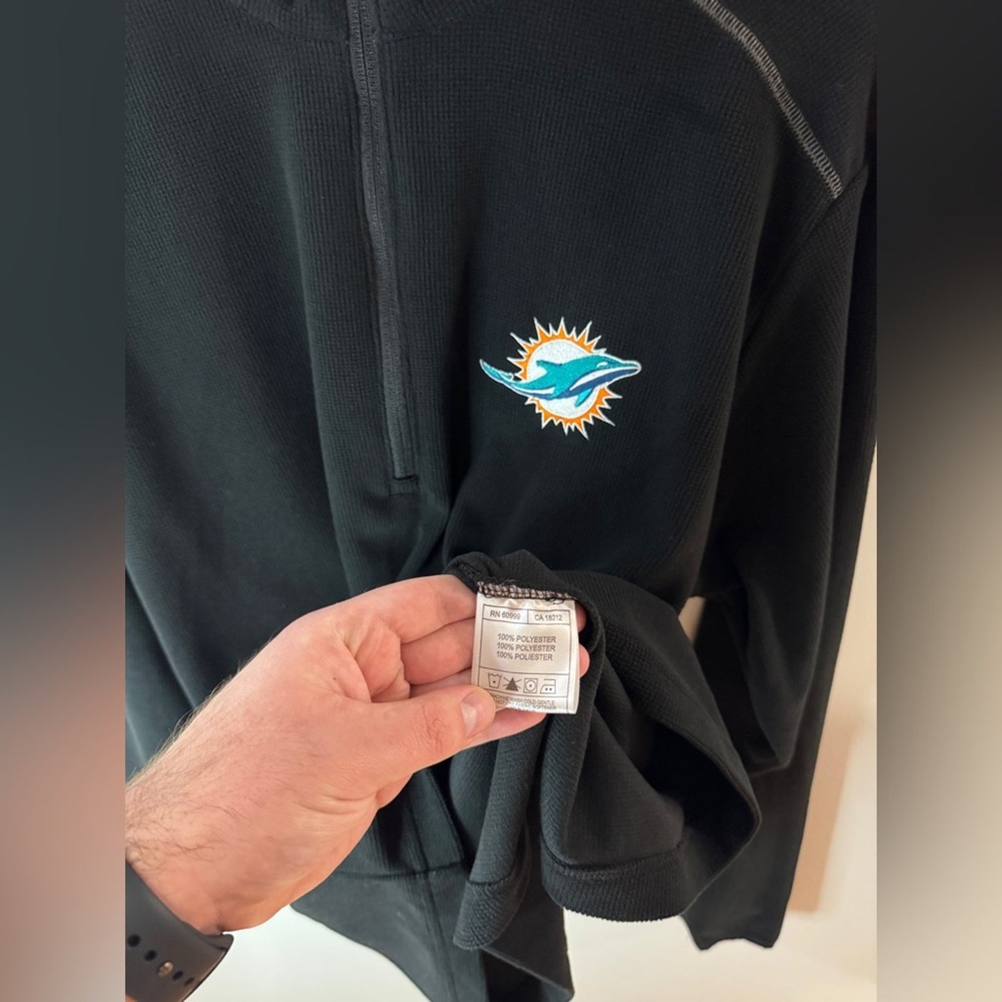 Pre-Owned LG Antigua Miami Dolphins Embroidered Quarter Zip Fleece Jacket
