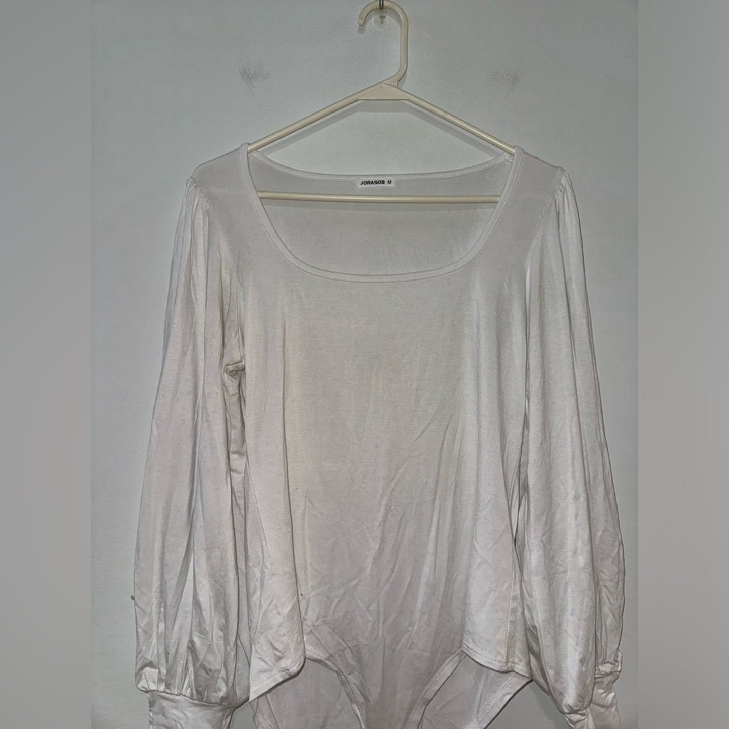 Pre-Owned MD Jorasob White Long Sleeve Flowy Bodysuit