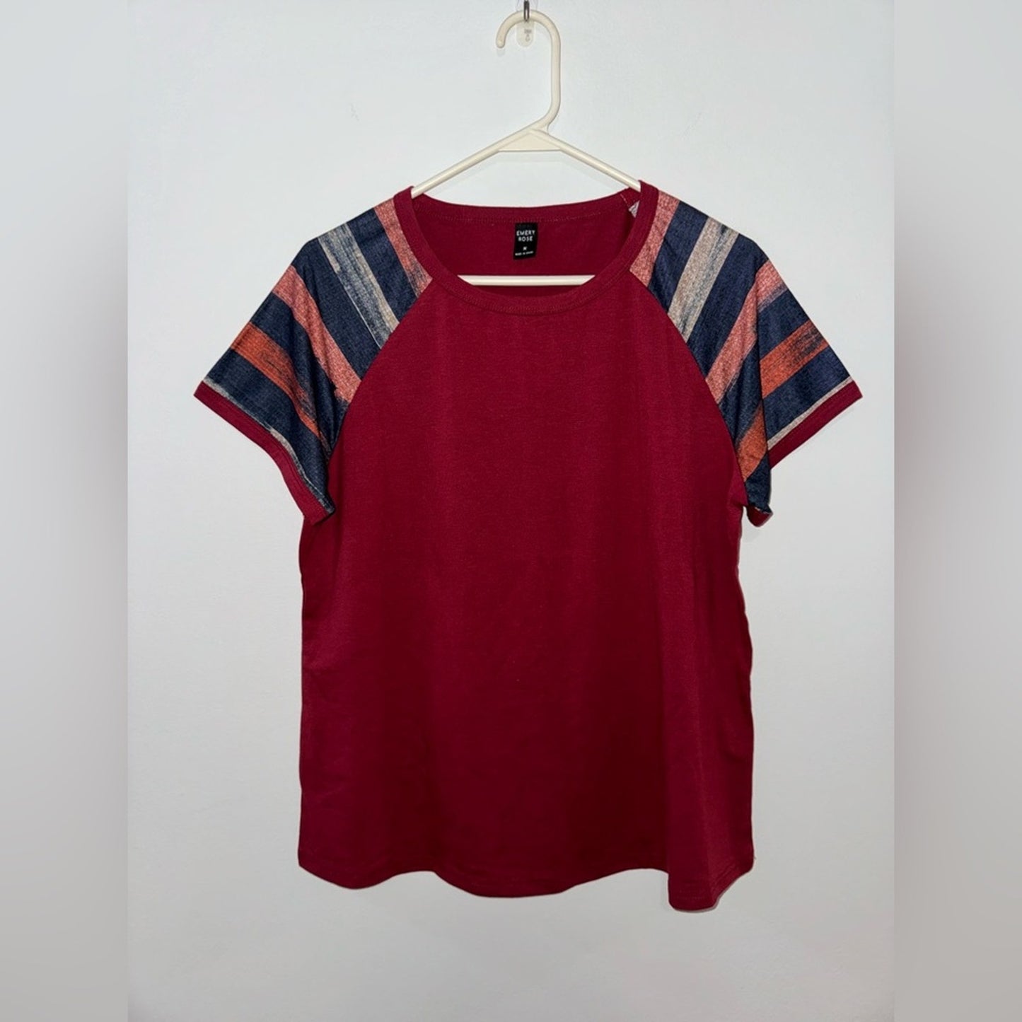 Pre-Owned MD Emery Rose Striped Sleeves Red T-Shirt