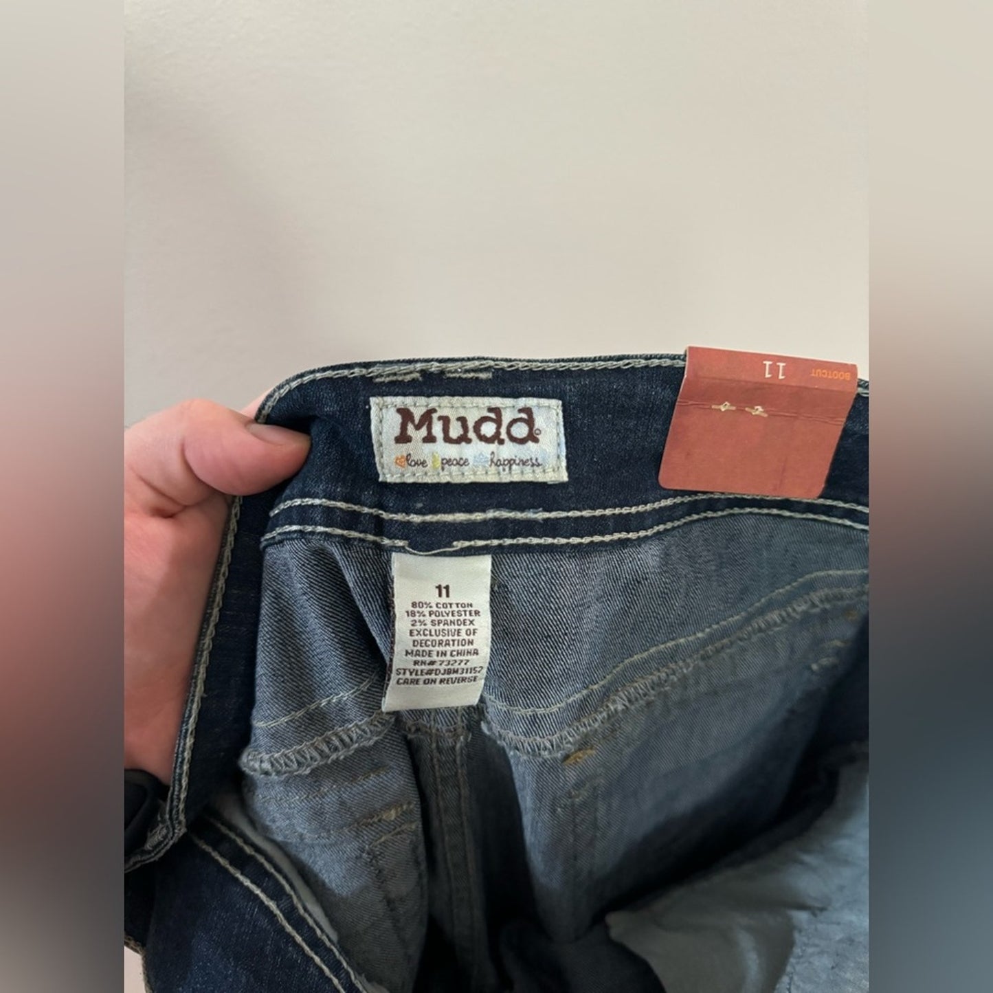 NWT Size 11 Mudd Dark Blue Distressed Boot Cut Jeans