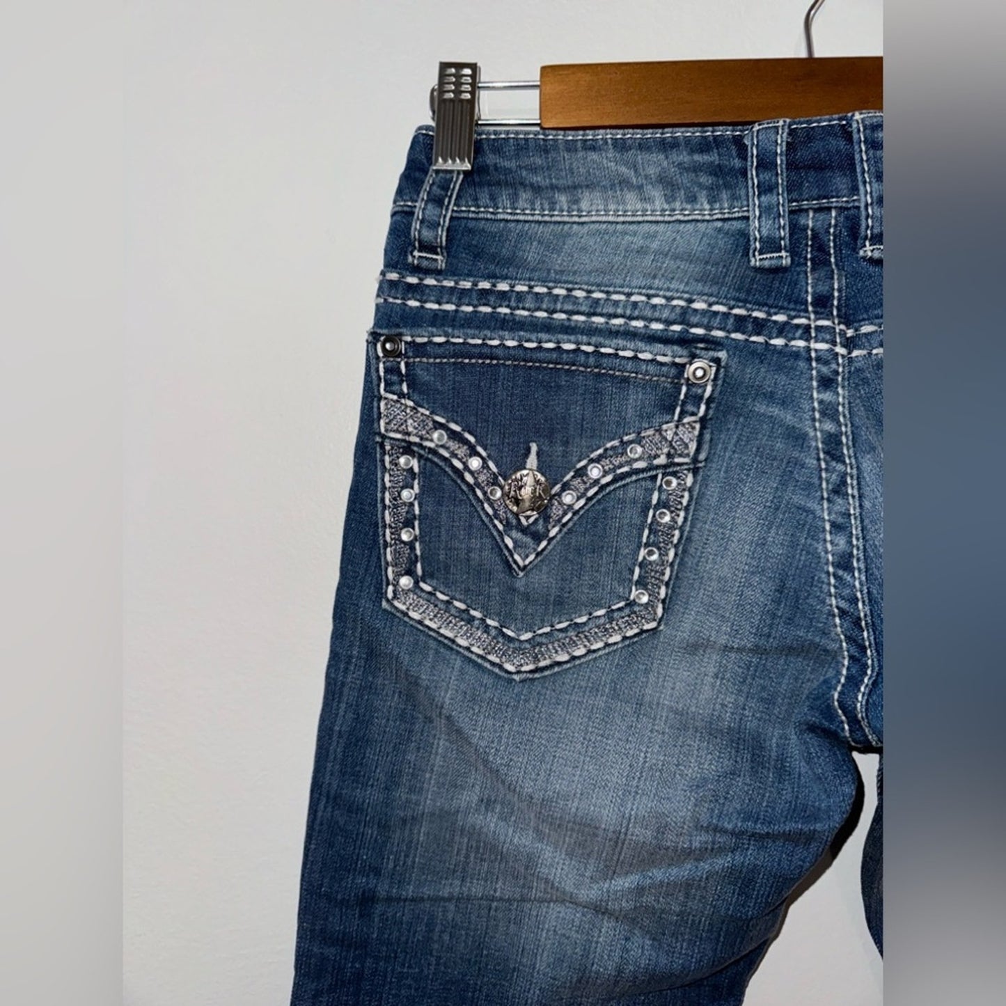 NWT W24xL30 Rock 47 by Wrangler Ultra Low Rise Blue Boot Cut Jeans