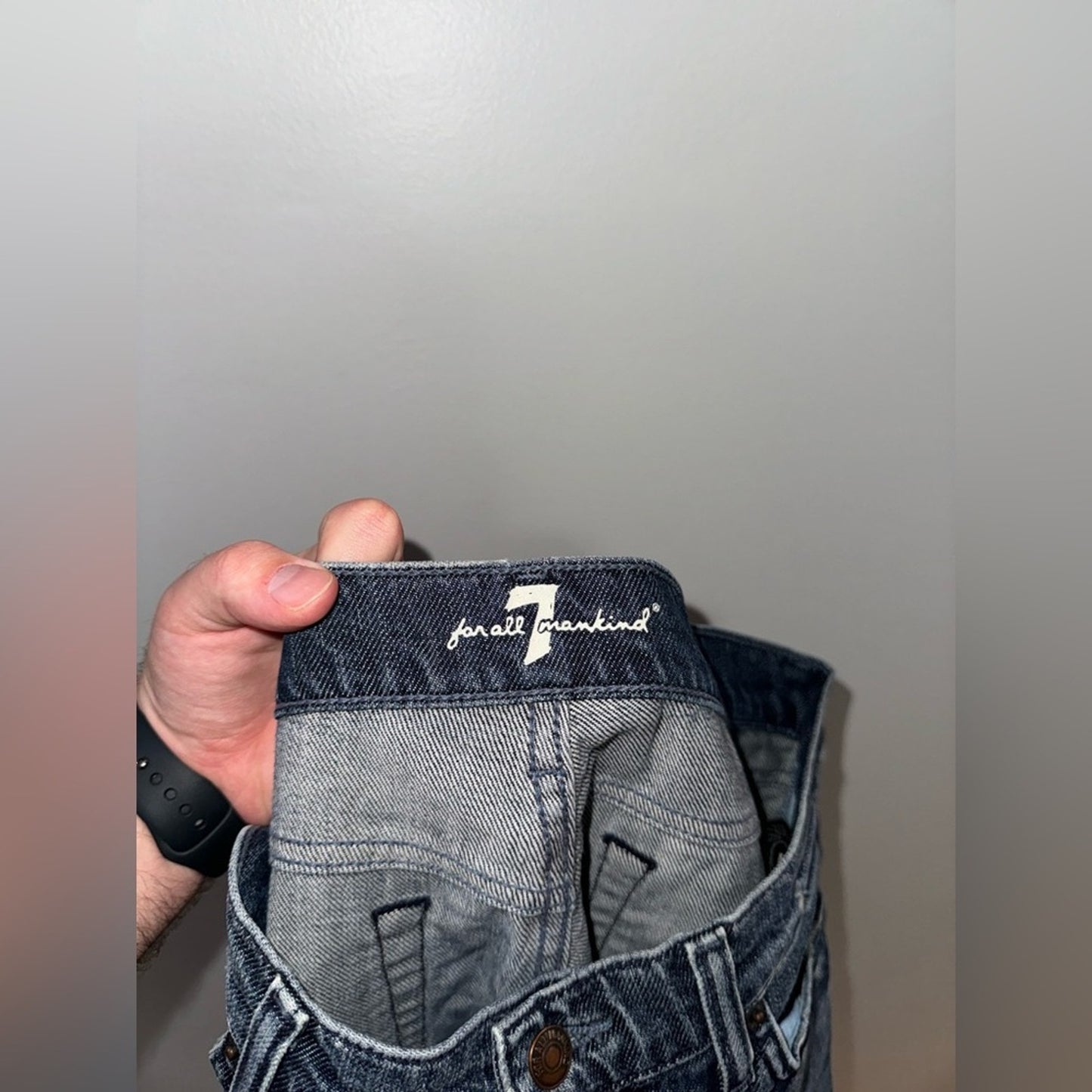 Pre-Owned W31xL34 7 for all Mankind Blue Distressed Bootcut Jeans