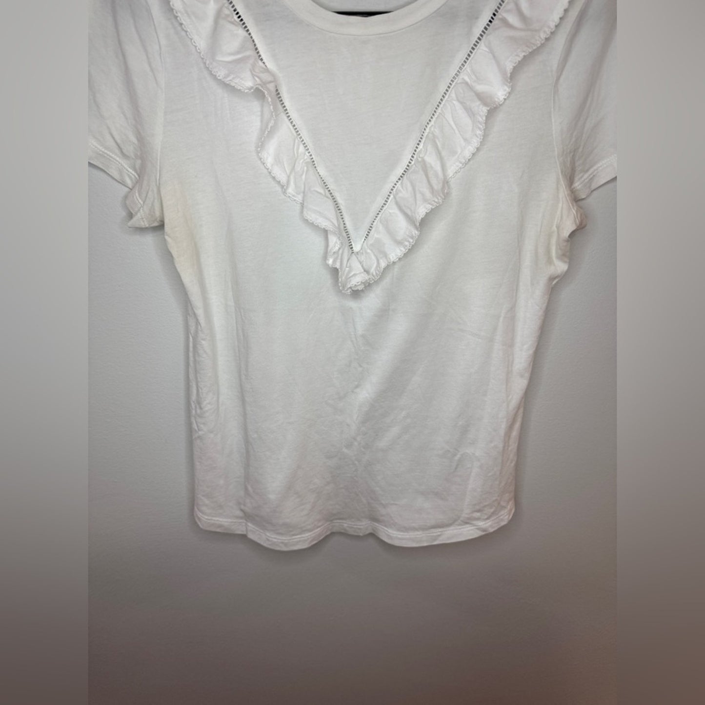Pre-Owned MD Lauren Ralph Lauren White Ruffle Top