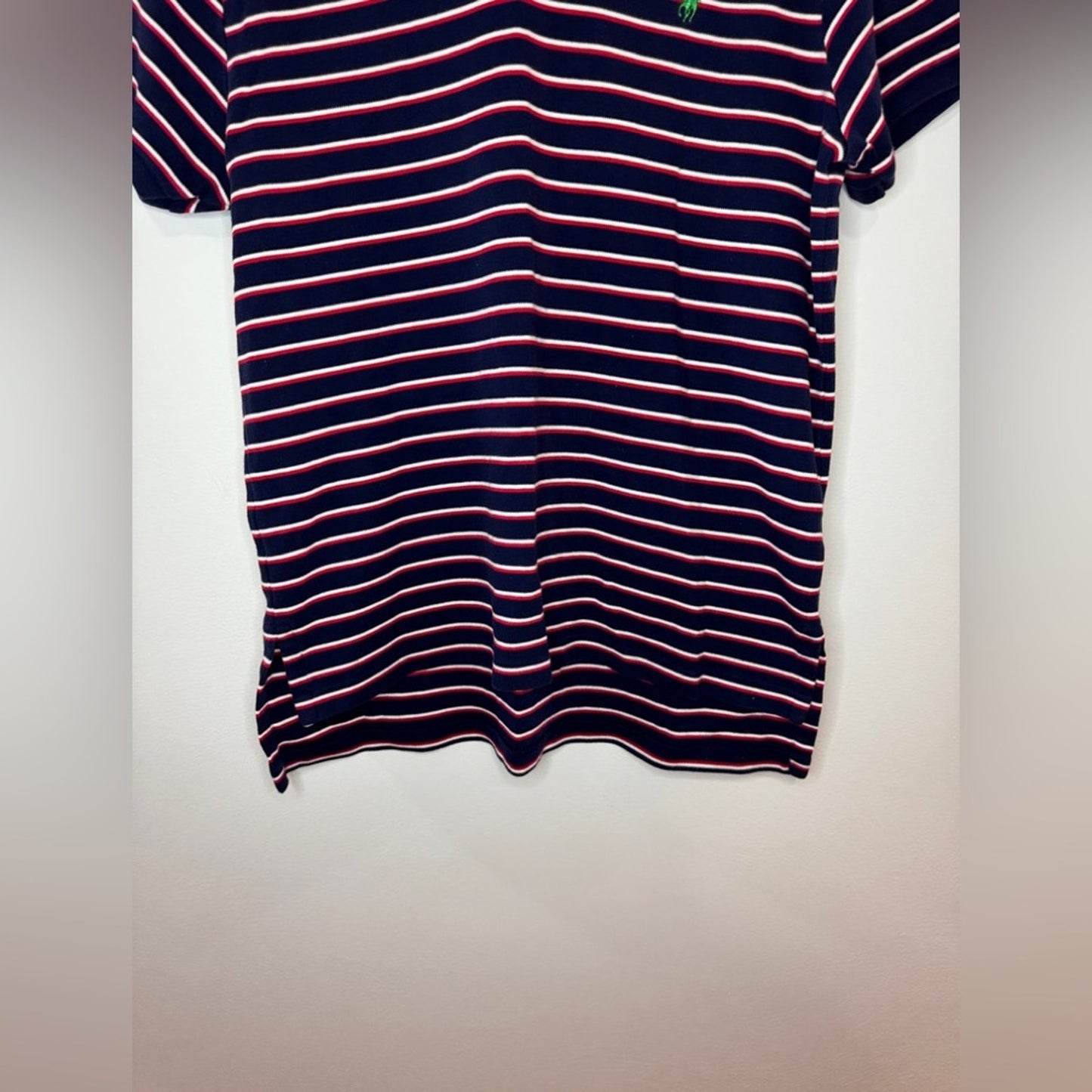 Pre-Owned MD Polo Ralph Lauren Navy Blue Striped Custom Fit Polo Shirt