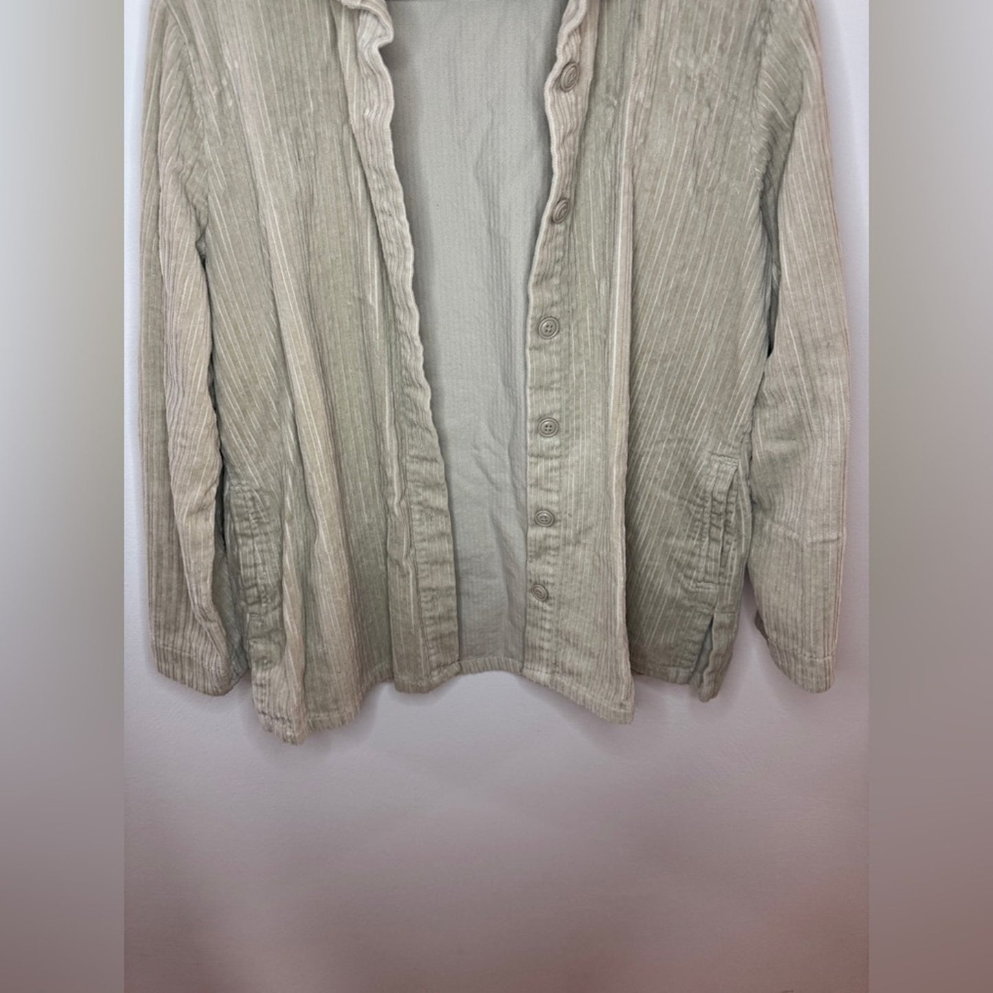 Pre-Owned MD Studio Works Grey Ribbed Button Up Shirt
