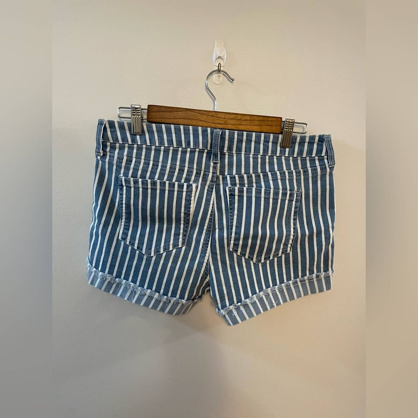 Size 9 Celebrity Pink Striped Denim Shorts