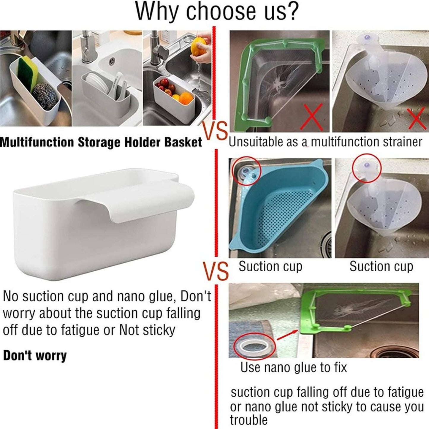 Sink Drain Strainer Basket Kitchen Food Waste Leftovers Food Catcher Garbage