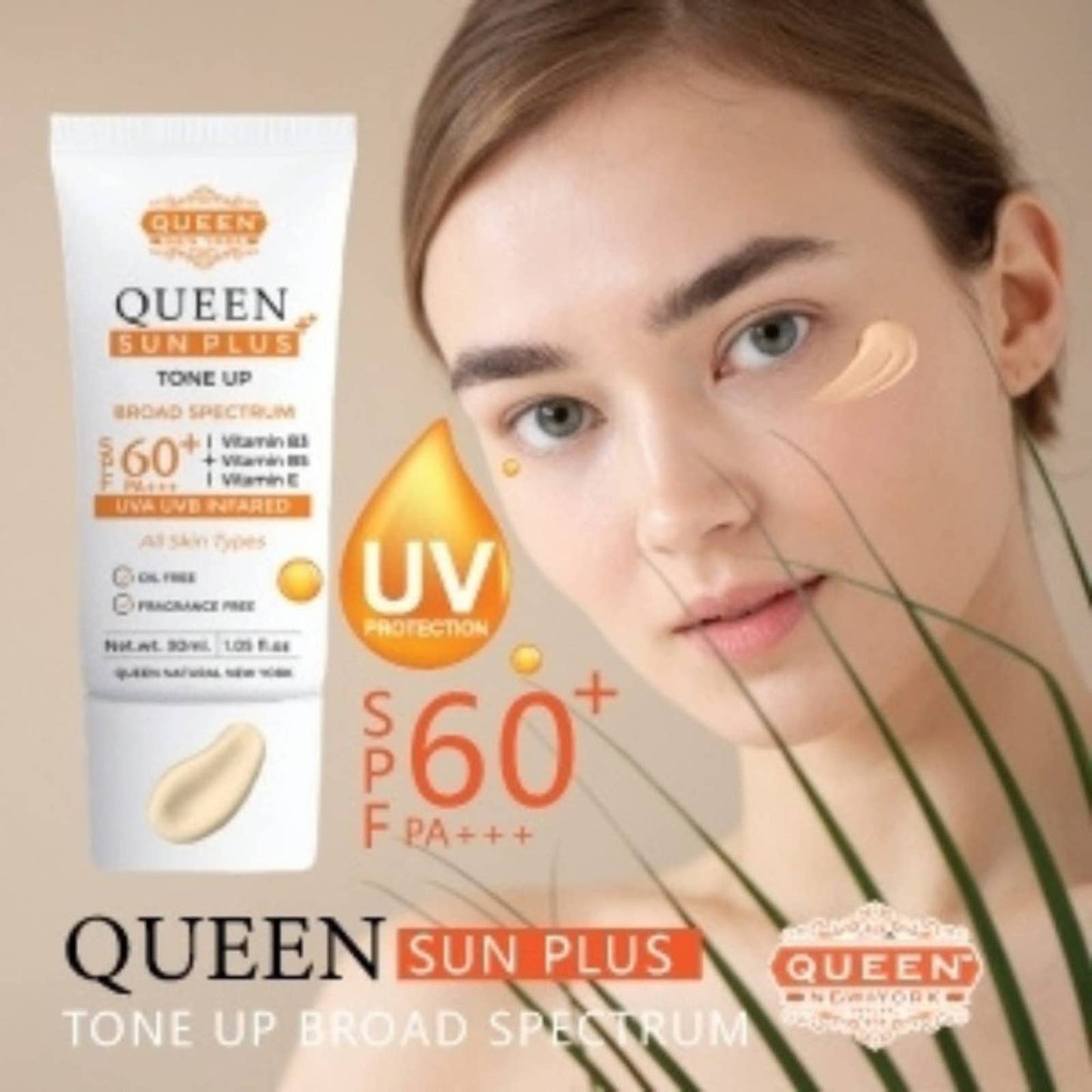 QUEEN SUN PLUS | TONE UP Sunscreen SPF 60 Primer-Anti Aging 1.05 fl. oz.
