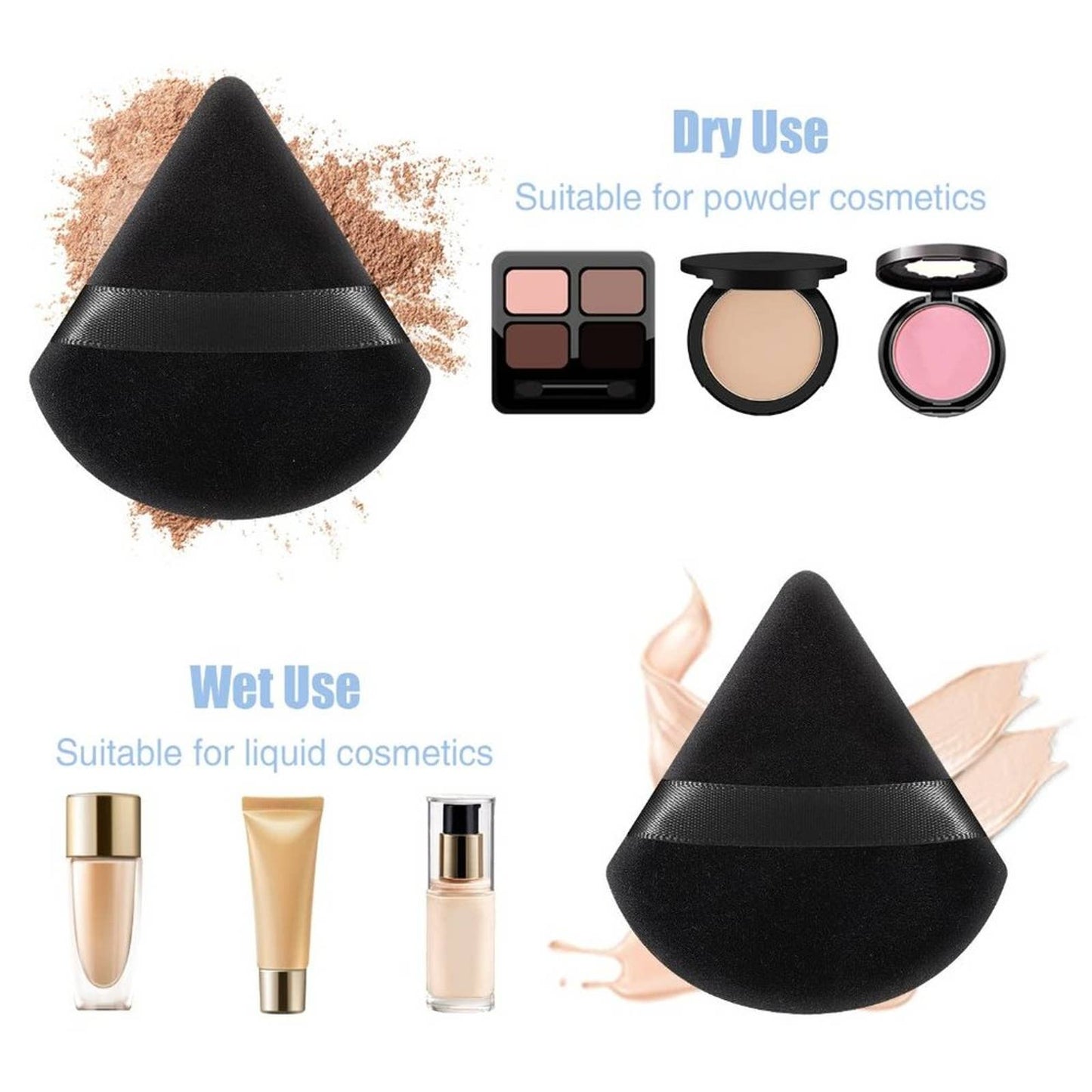 Pimoys 6 Pieces Powder Puff Face Soft Triangle Makeup Puff for Loose Powder