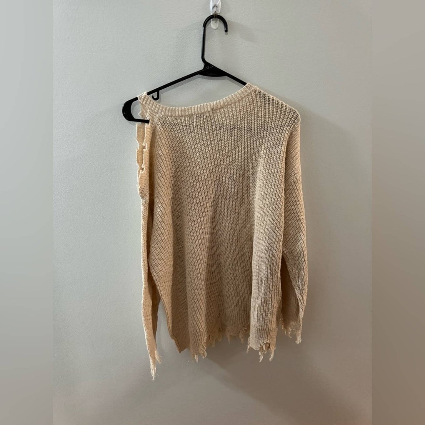 NWT LG CATO Heart Distressed Sweater