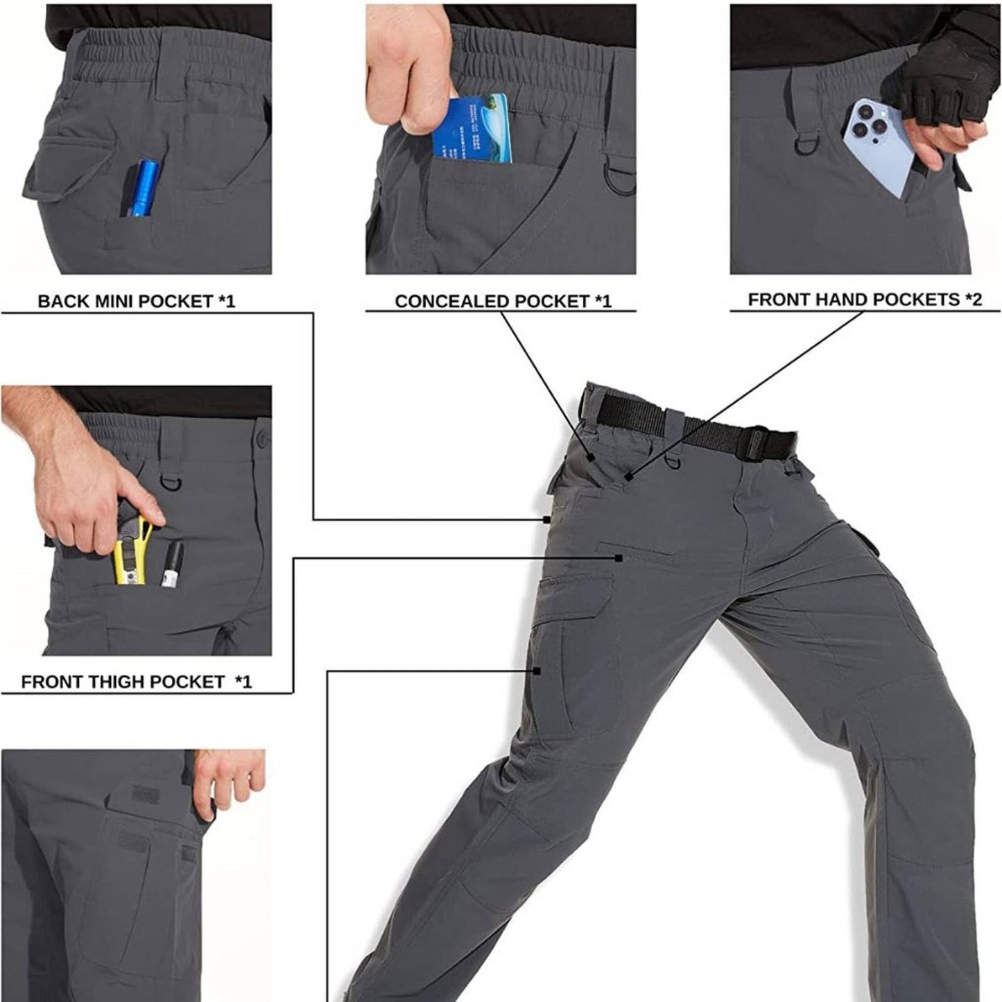 NATUVENIX Tactical Pants for Men, Water Resistant Hiking Cargo Pants 32X32