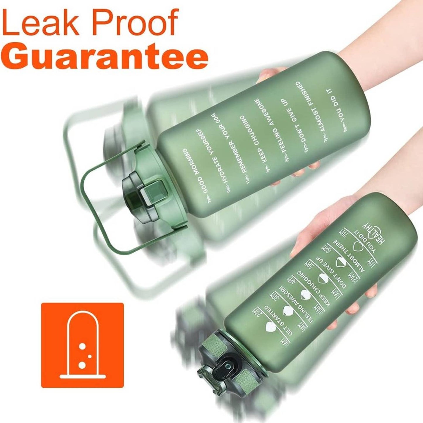 Bstge 2 Pack Motivational Water Bottle, 27 oz & 64 oz Water Bottle