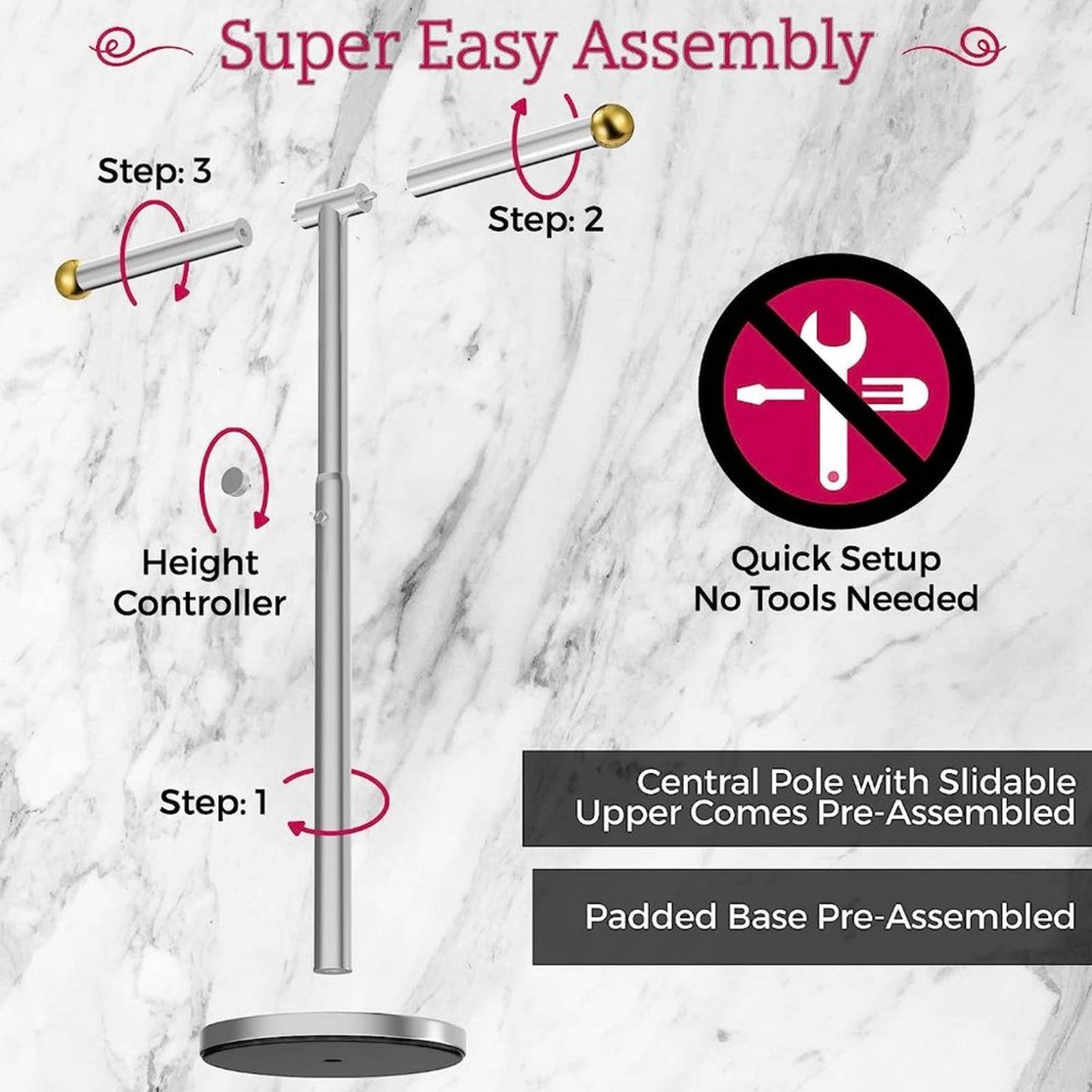 Hand Towel Stand for Bathroom Counter - Extendable 11.5-19.5” Anti-Rust Counter