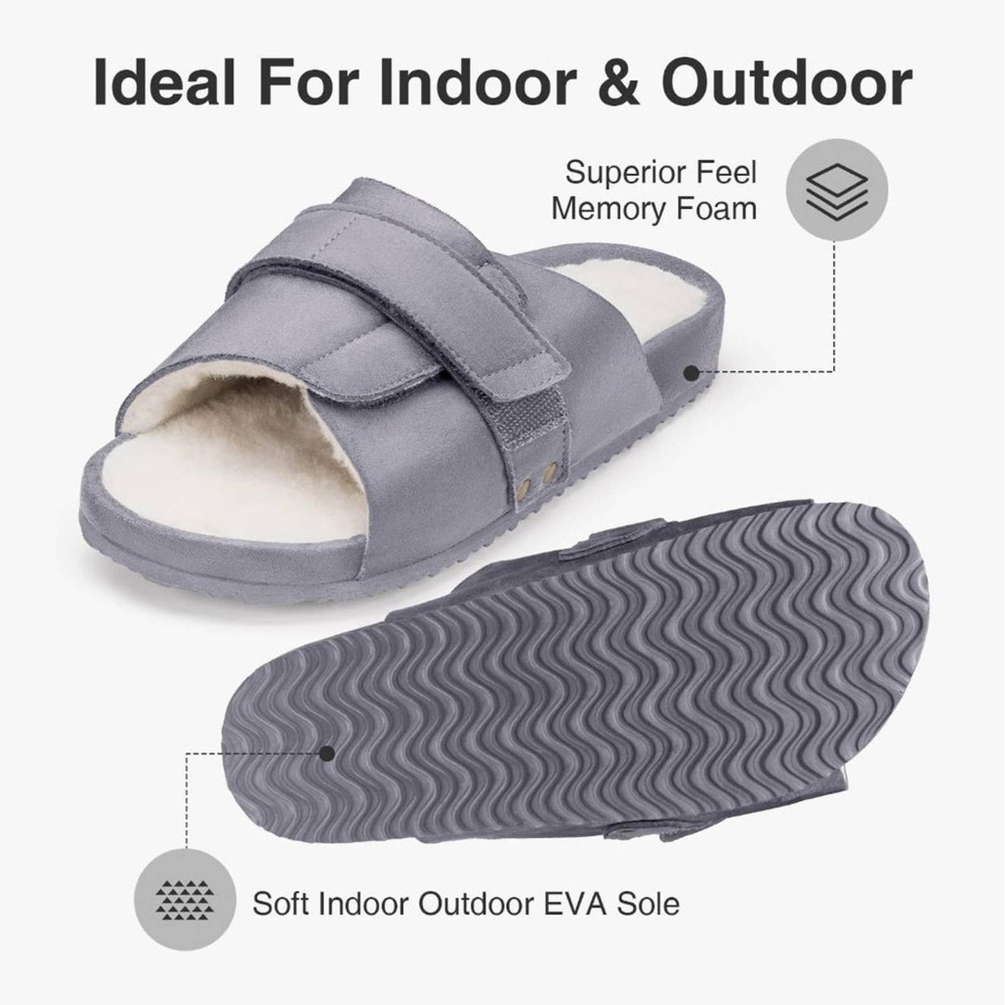 VEEYOO Women's Open Toe Slippers with Arch Support Size 8