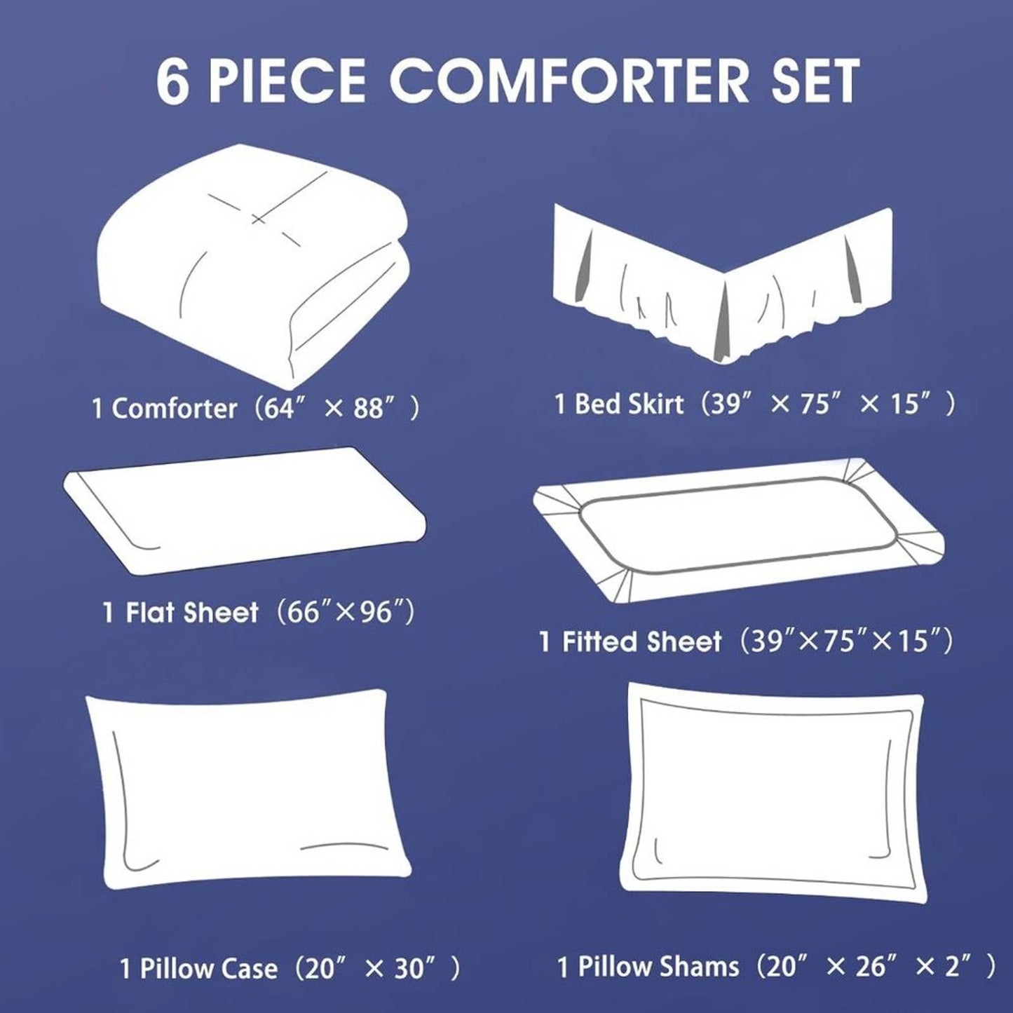 PARKOL Bed in a Bag 6-Piece Comforter Set Twin Size All Season Bedding