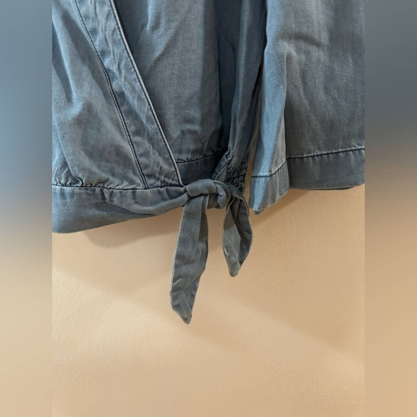 NWT MD Claire’s Long Sleeve Denim-Style Wrap/Tie Shirt