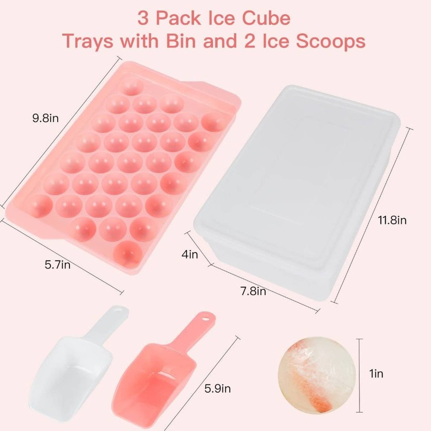 Ice Cube Tray 3 Pack, Upgraded Easy Release Round Ice Cube Trays, Stackable Ice