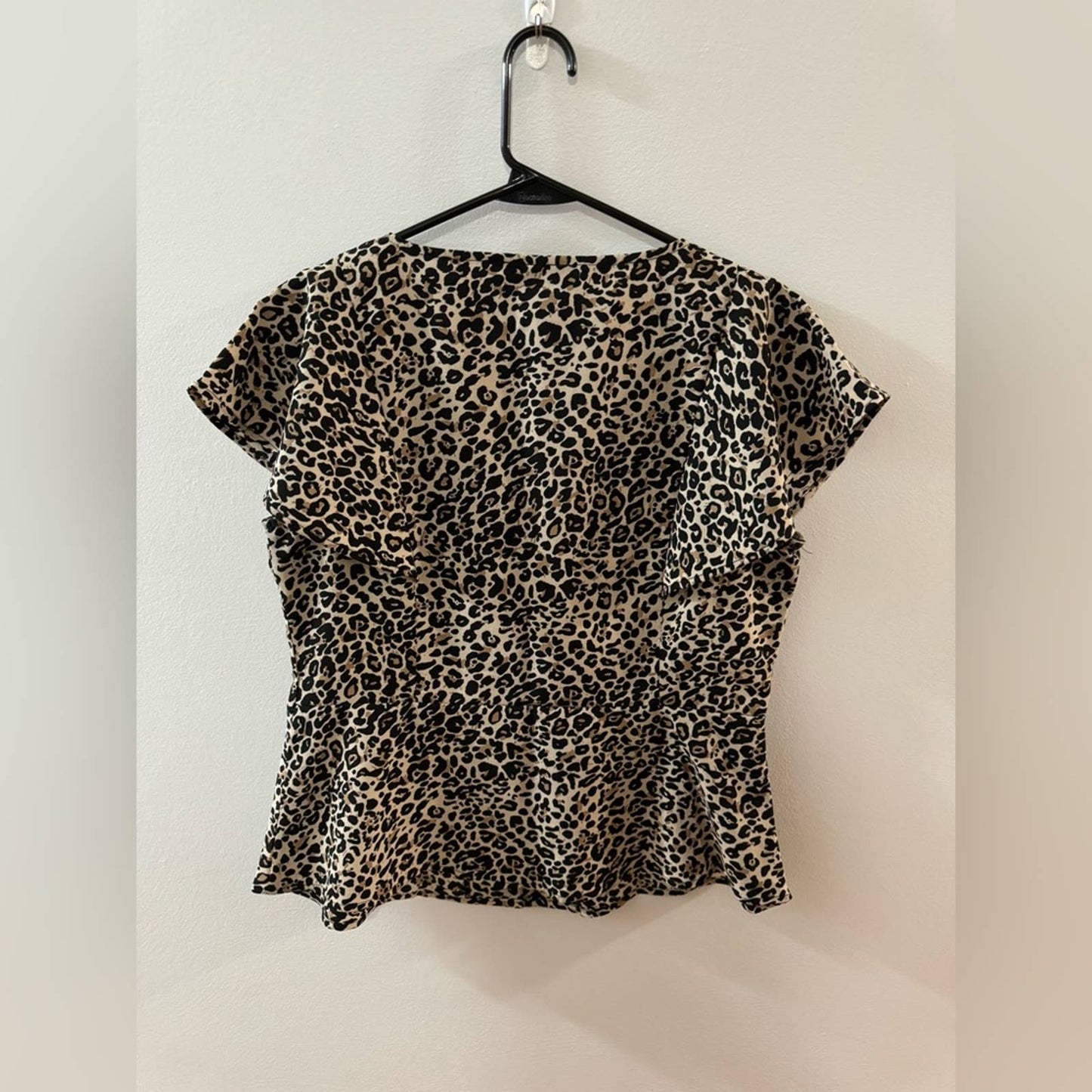 LG Trixxi Clothing Company Leopard Short Sleeve Button-Up Blouse