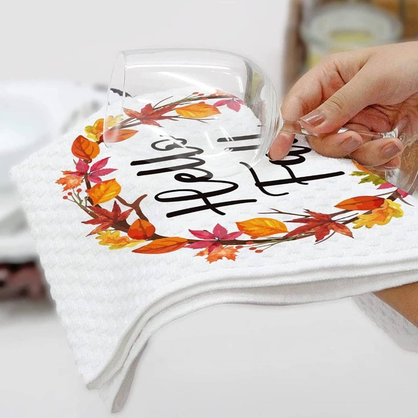 Vansolinne Fall Kitchen Towels Fall Dish Towels Thanksgiving Kitchen Towels 4PK