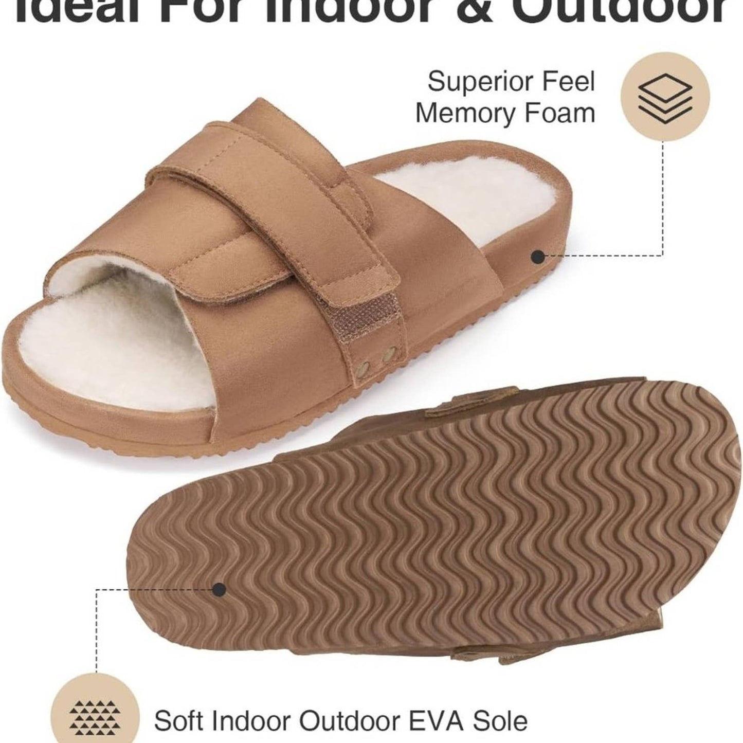 VEEYOO Women's Open Toe Slippers with Arch Support Size 8