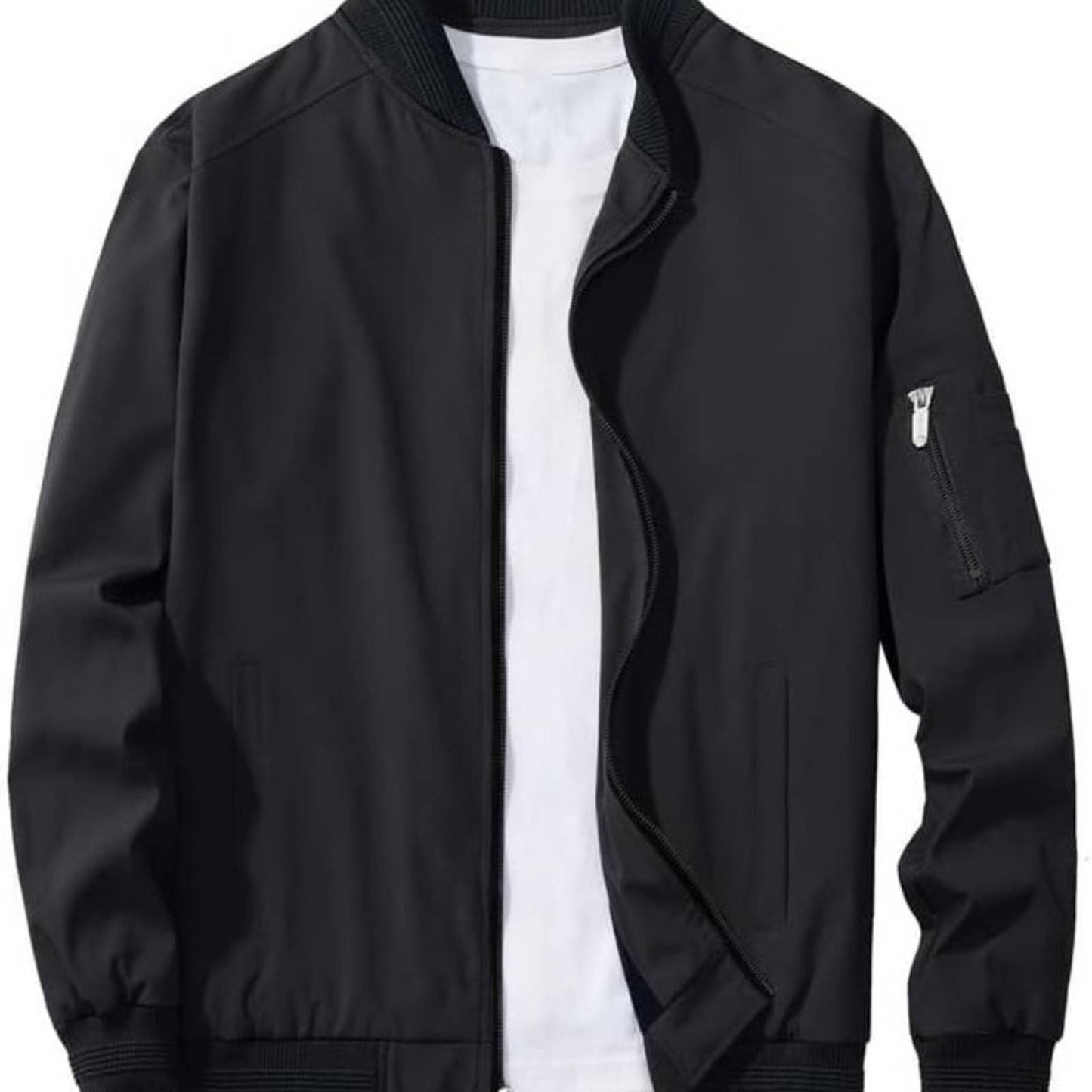 ASHER FASHION Men's Bomber Jacket Lightweight Sportswear Slim Fit Windbreaker LG