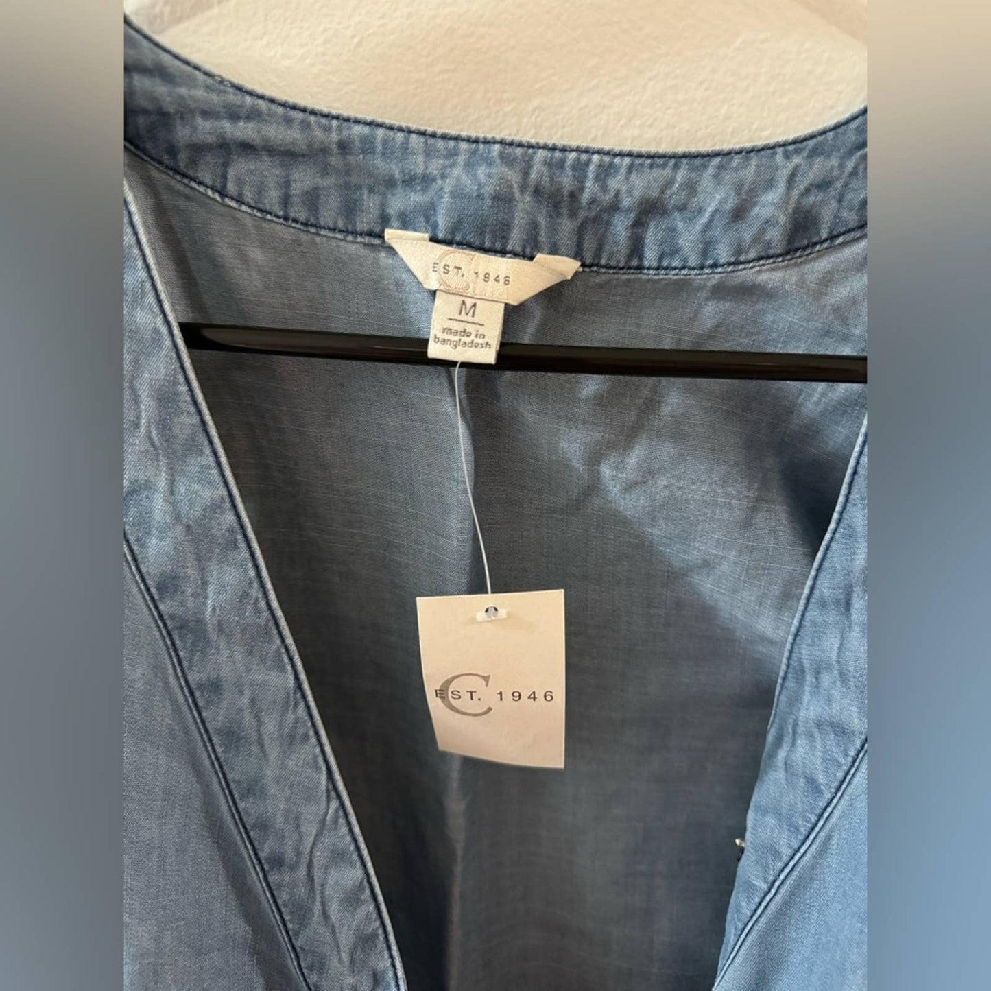 NWT MD Claire’s Long Sleeve Denim-Style Wrap/Tie Shirt
