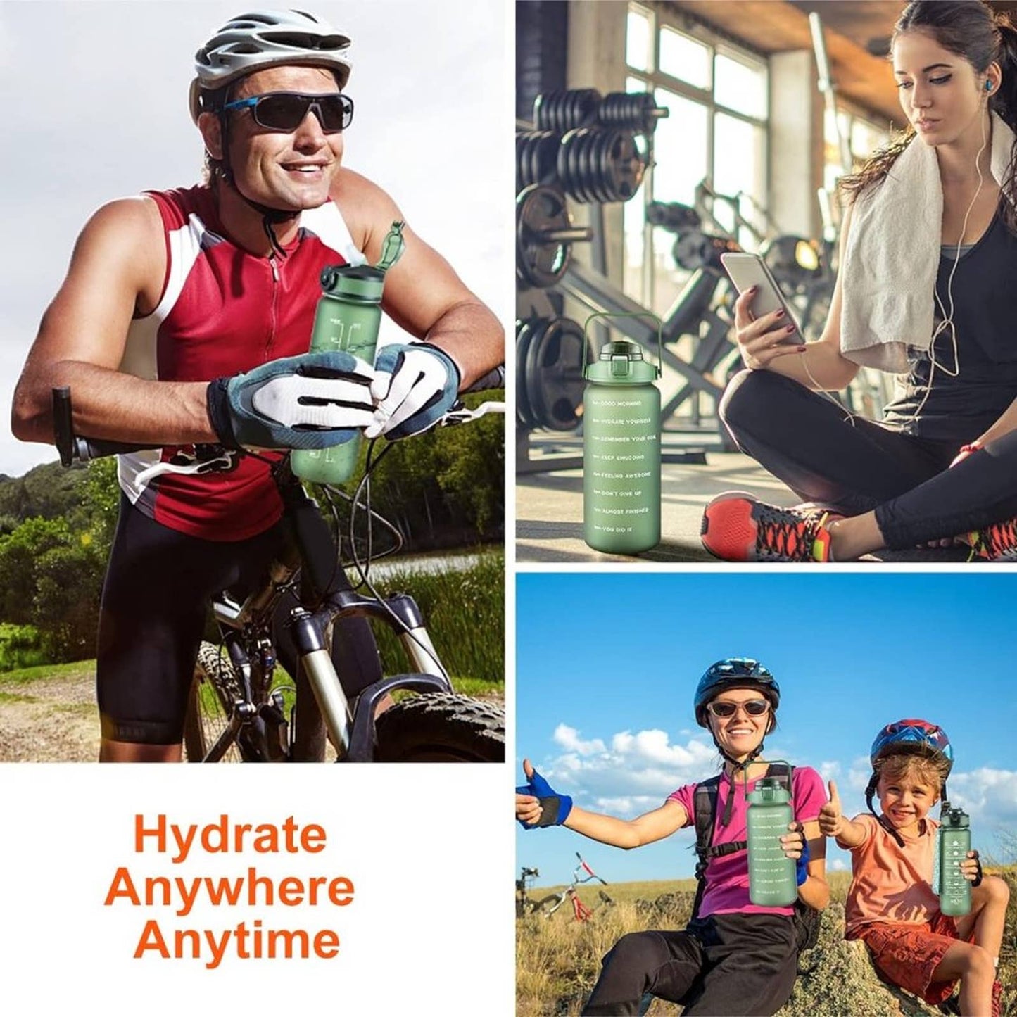 Bstge 2 Pack Motivational Water Bottle, 27 oz & 64 oz Water Bottle