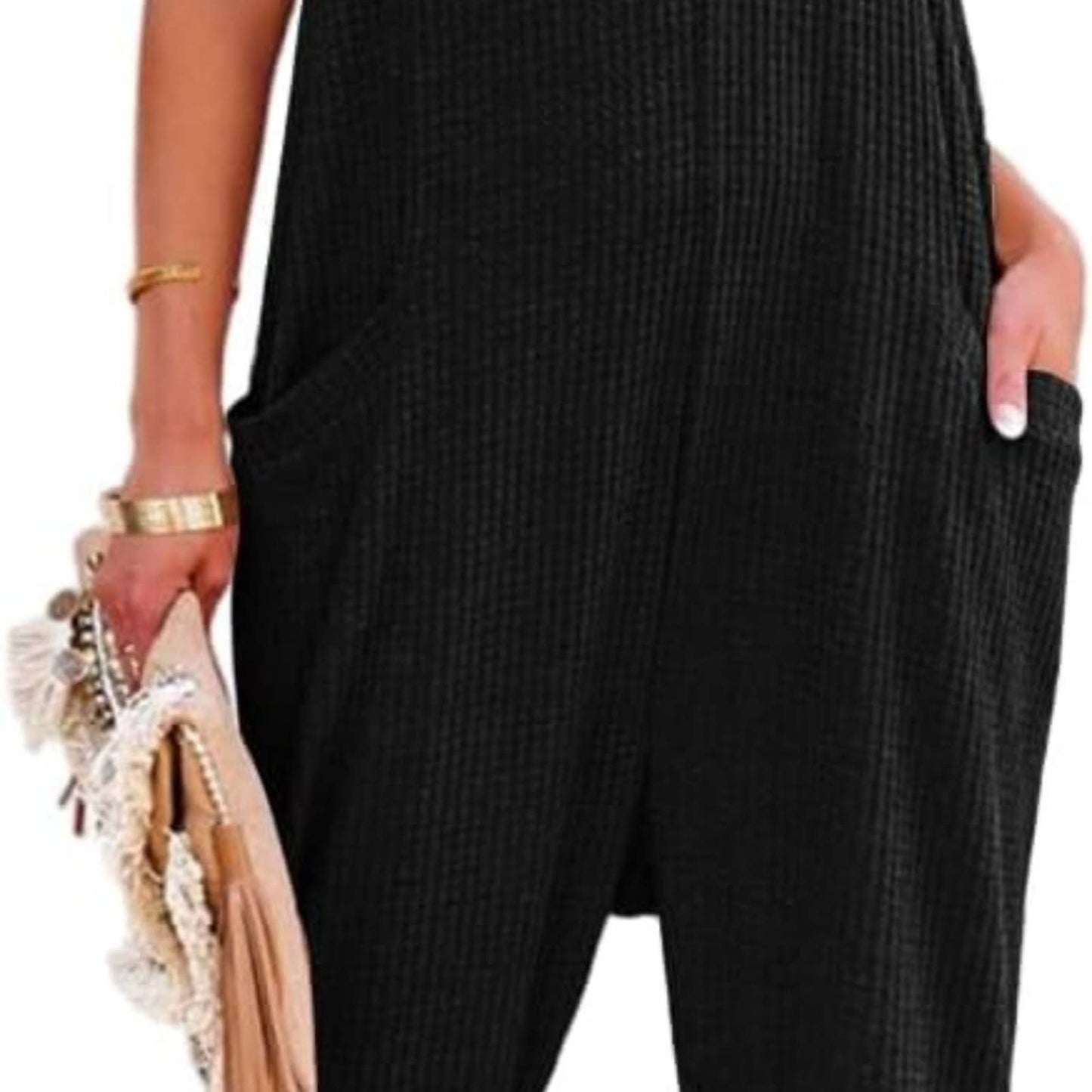 SM Febriajuce Womens Summer Sleeveless Loose Jumpsuits Casual V Neck Spaghetti