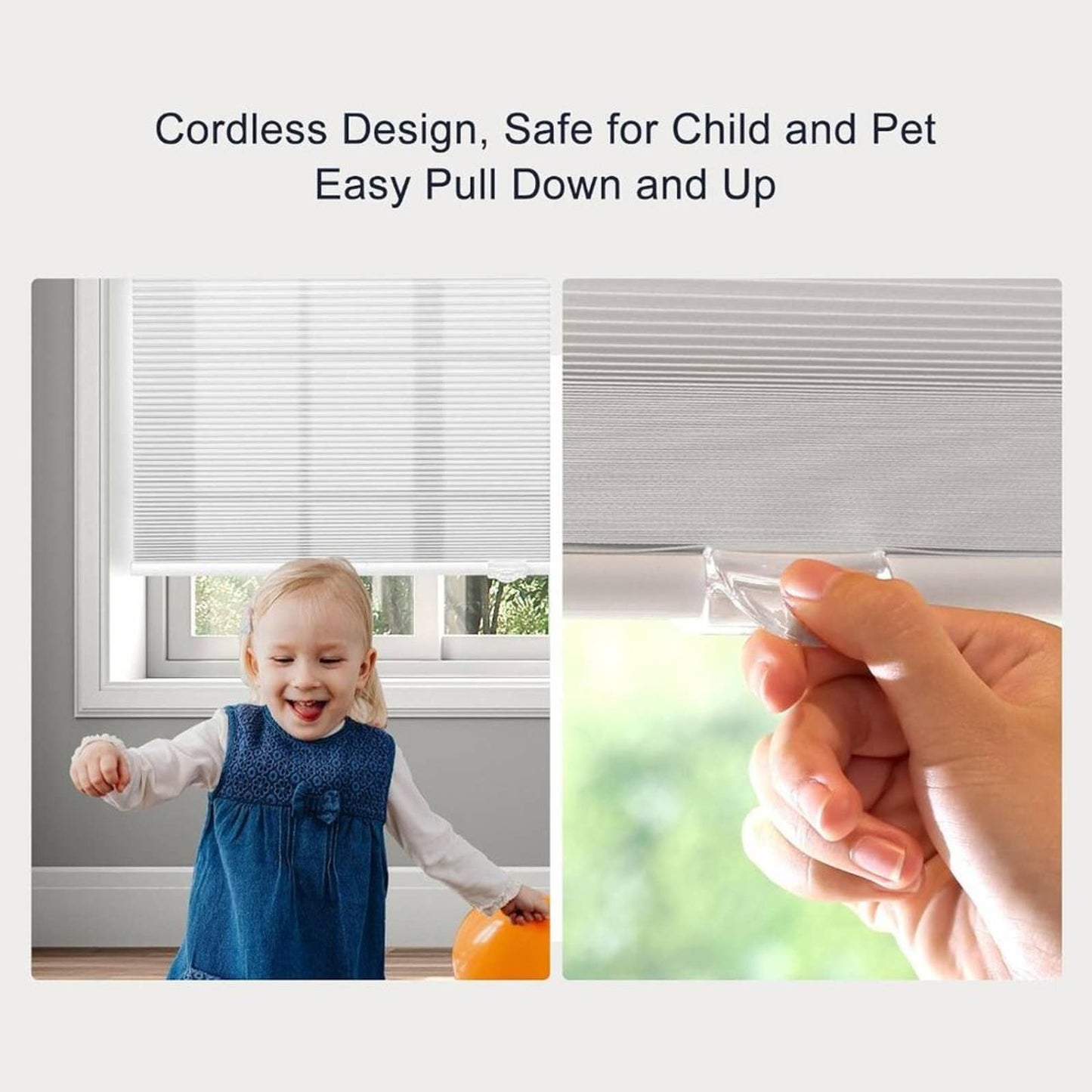 BlinDecor Light Filtering Cellular Shades Cordless 35" x 64" Honeycomb Blinds