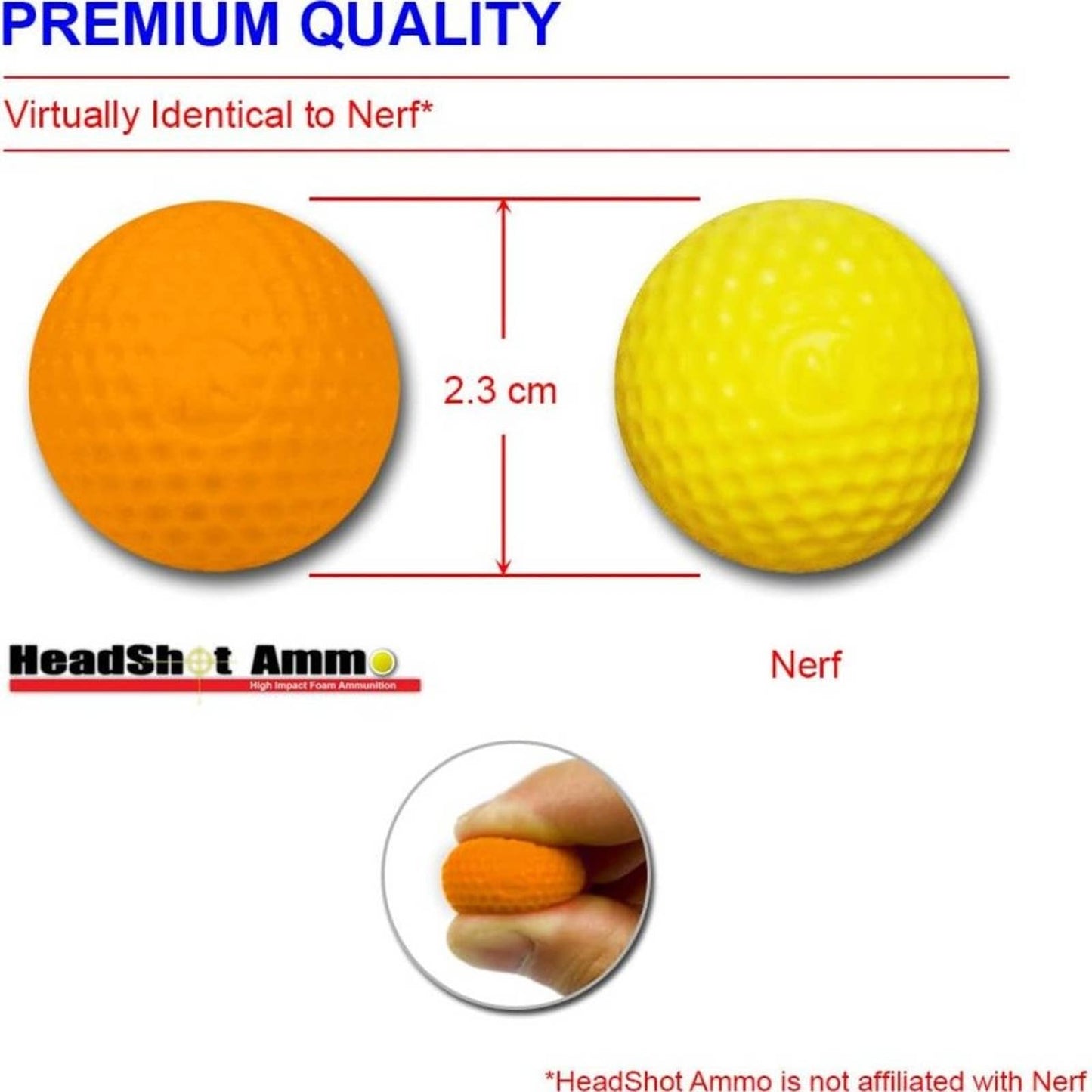 HeadShot Ammo Foam Balls for Toy Gun Refill Pack of Bullets Compatible with Nerf