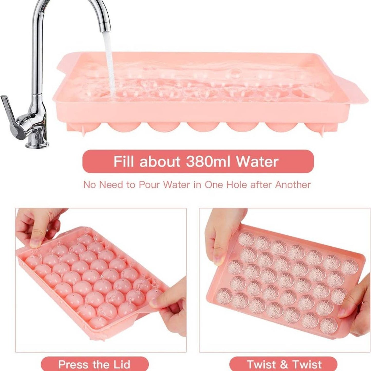 Ice Cube Tray 3 Pack, Upgraded Easy Release Round Ice Cube Trays, Stackable Ice