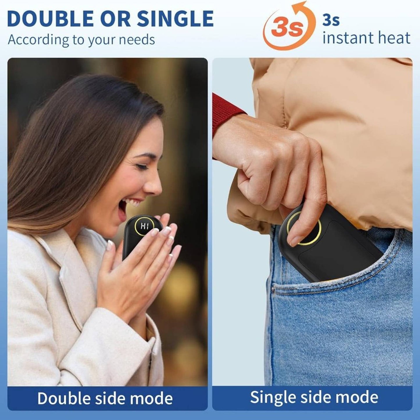 Hand Warmers Rechargeable, 7000mAh Electric Hand Warmers Up to 18Hrs 1 Pack