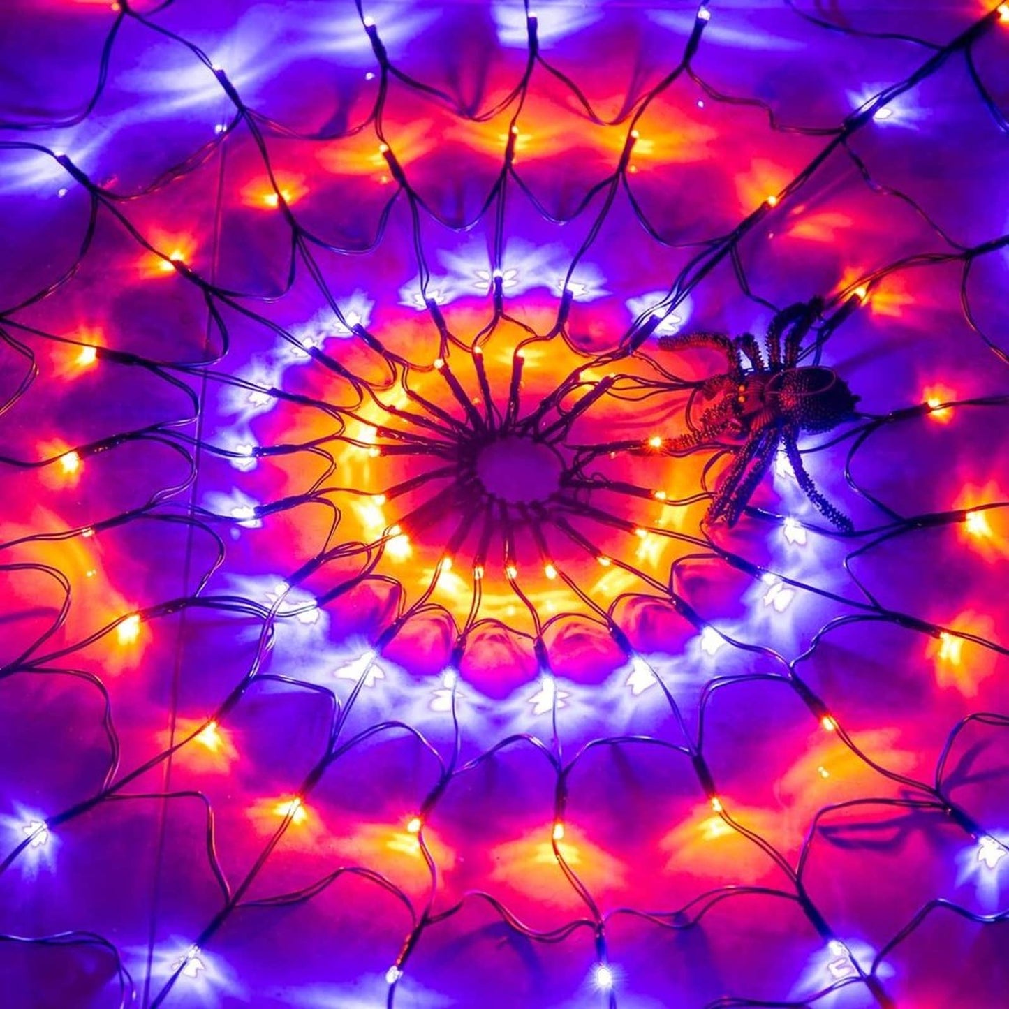 Halloween Spider Web Lights Decorations, 6.56 Ft 200 LEDs Orange & Purple Lights