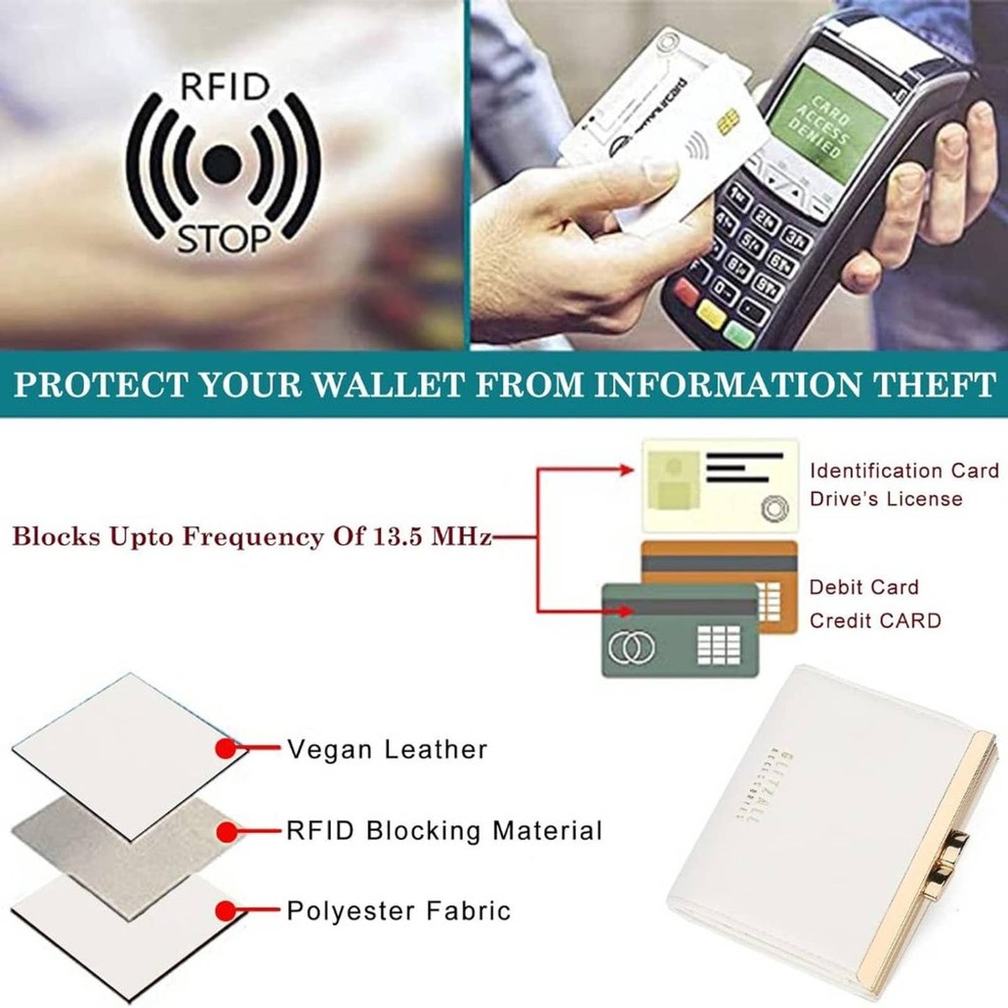 GLITZALL Small Wallet for Women Bifold Credit Card Holder RFID Blocking Wallet